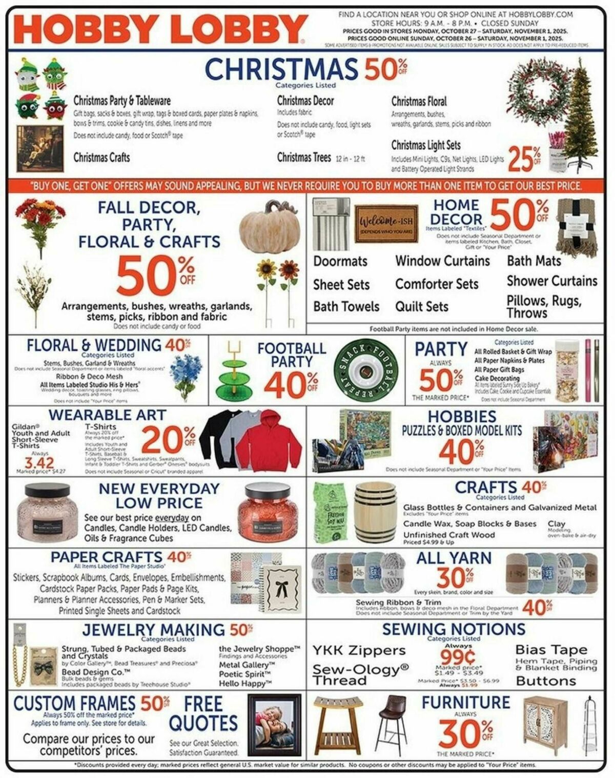 Hobby Lobby Weekly Ad from October 26