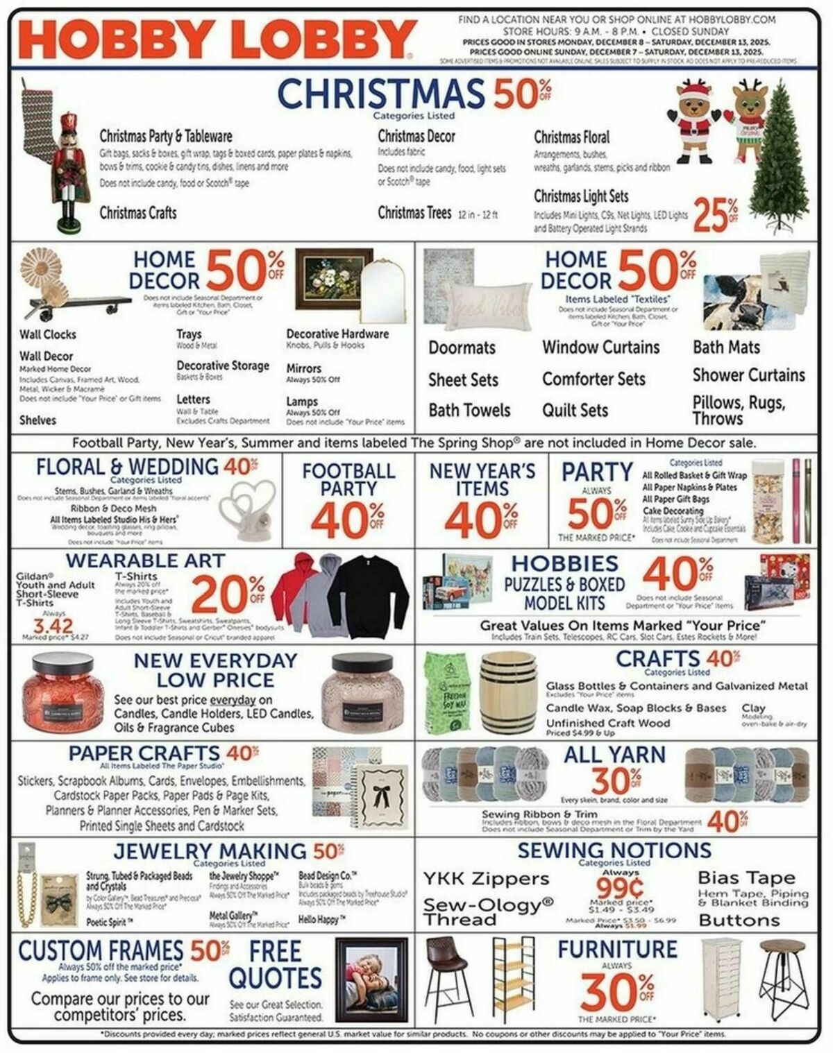 Hobby Lobby Weekly Ad from December 7