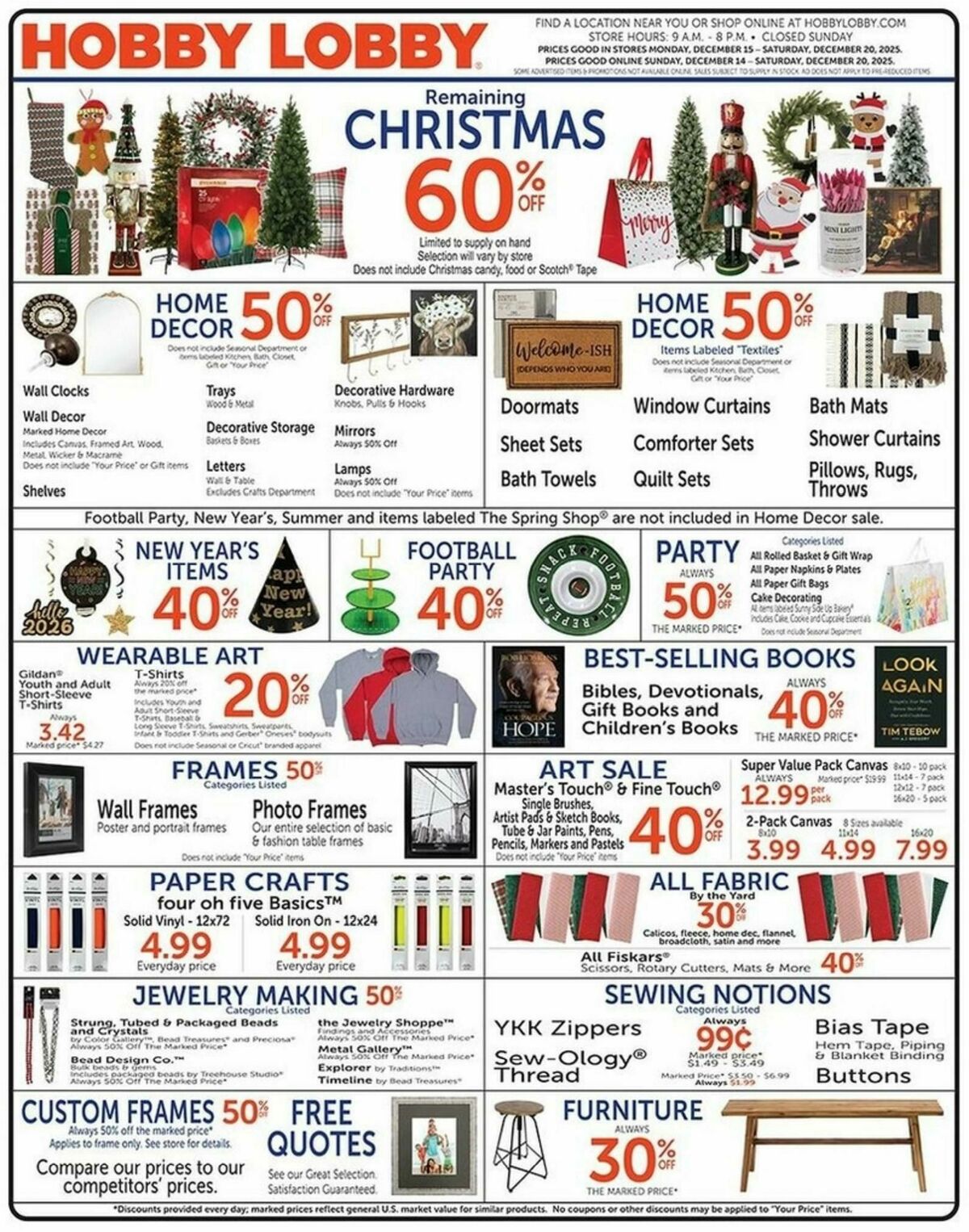 Hobby Lobby Weekly Ad from December 14