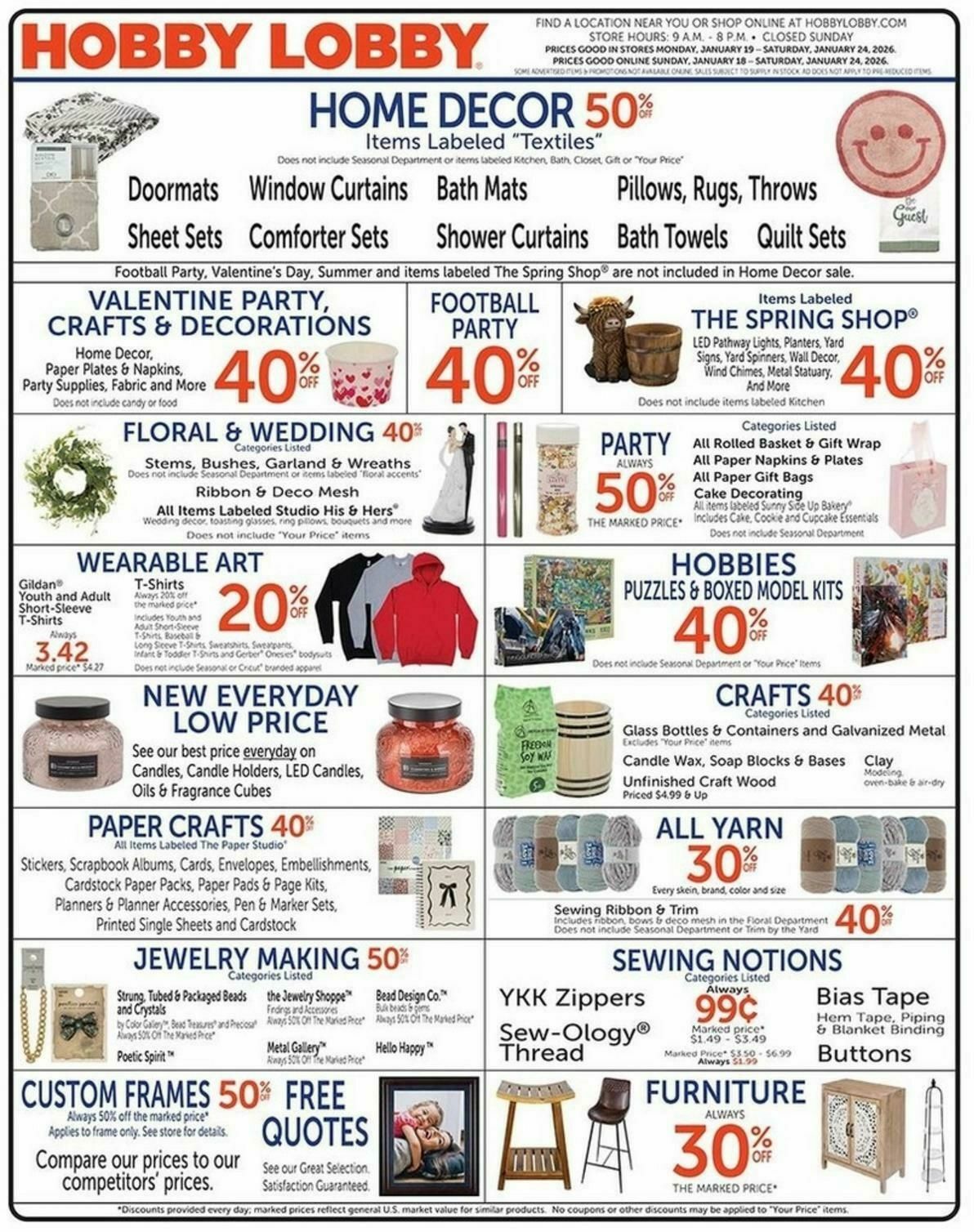Hobby Lobby Weekly Ad from January 18