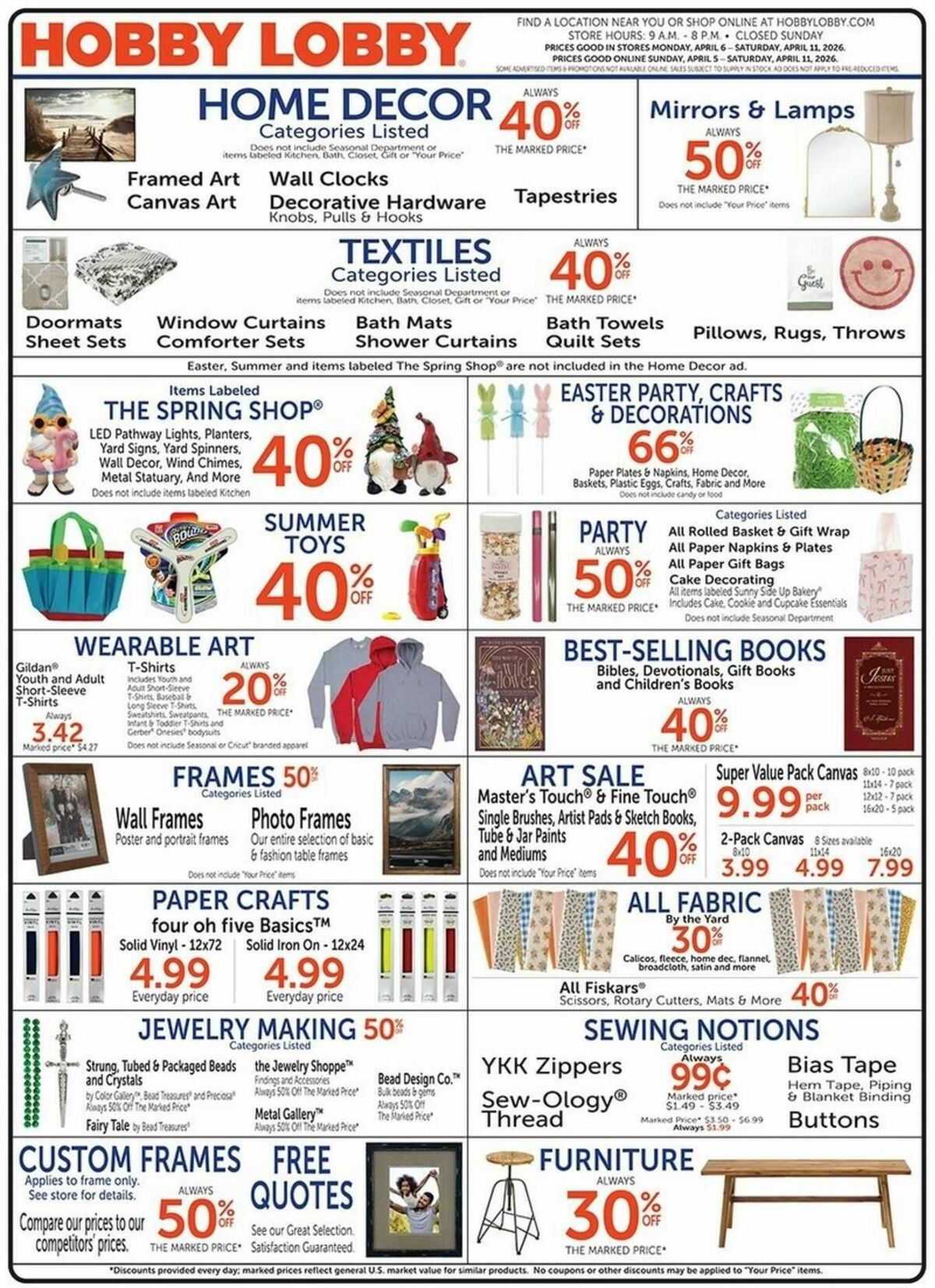 Hobby Lobby Weekly Ad from April 5