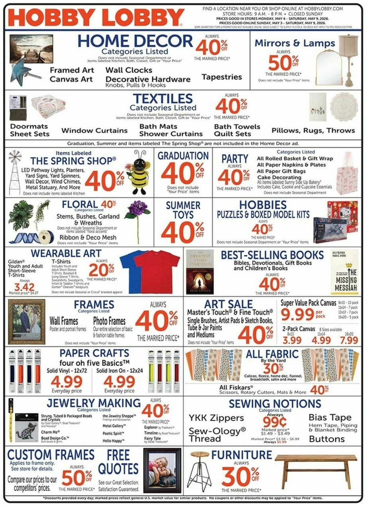 Hobby Lobby Weekly Ad from May 3