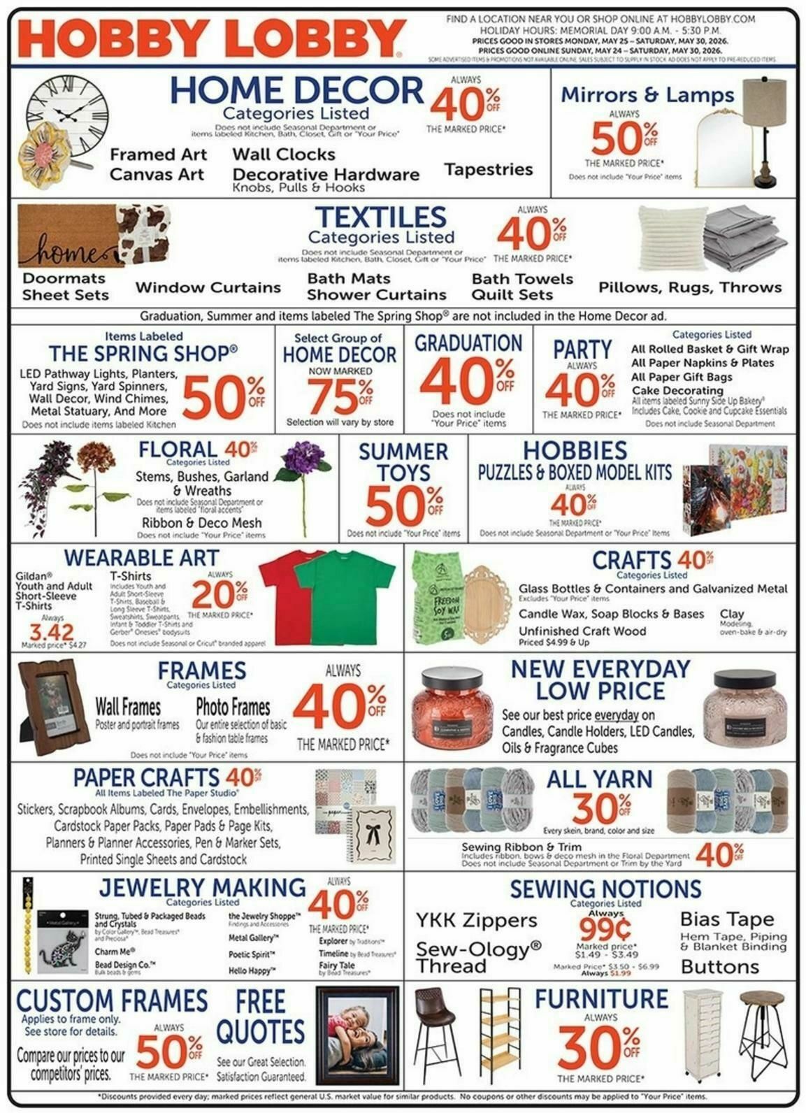 Hobby Lobby Weekly Ad from May 24