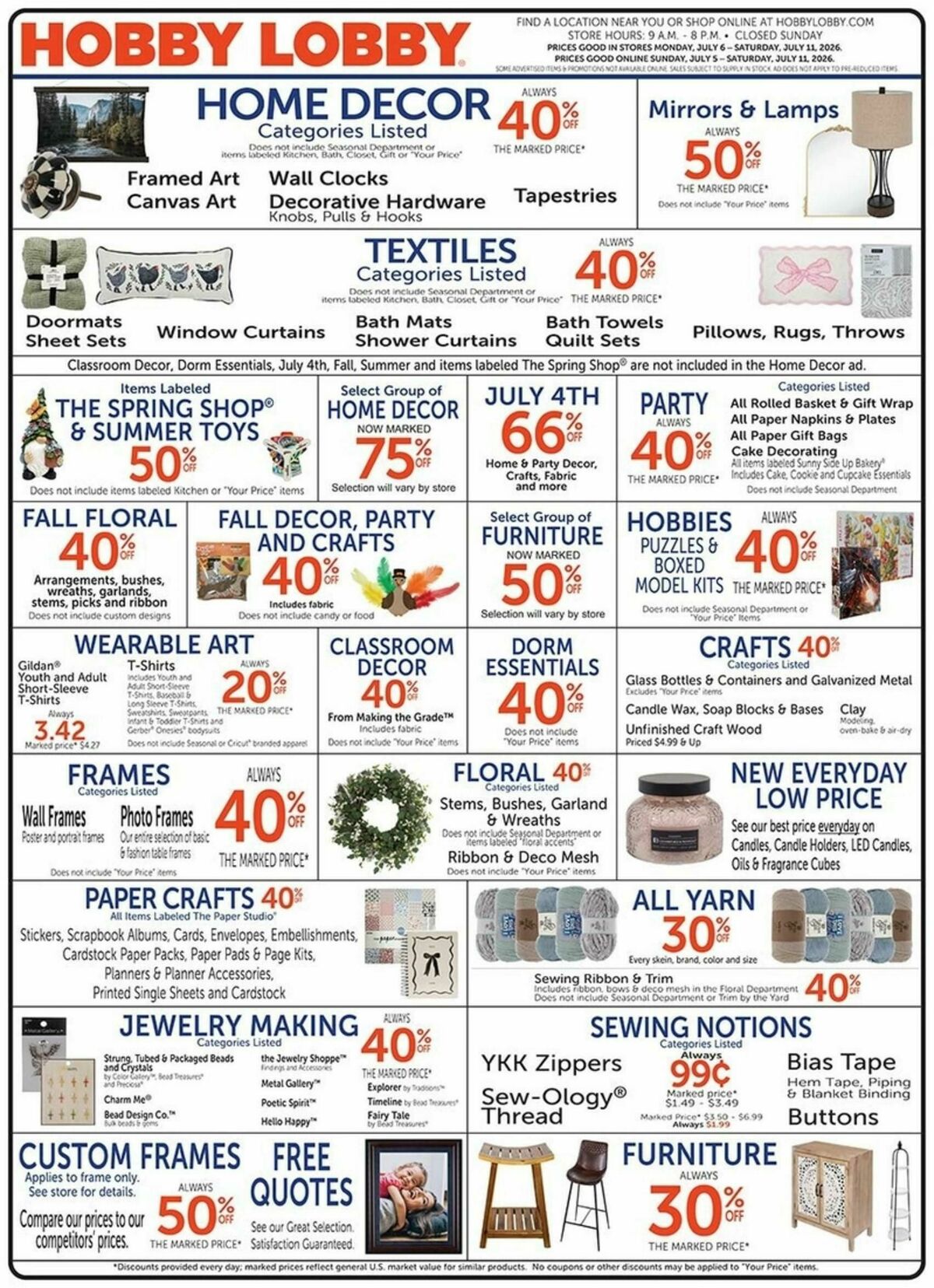 Hobby Lobby Weekly Ad from July 5