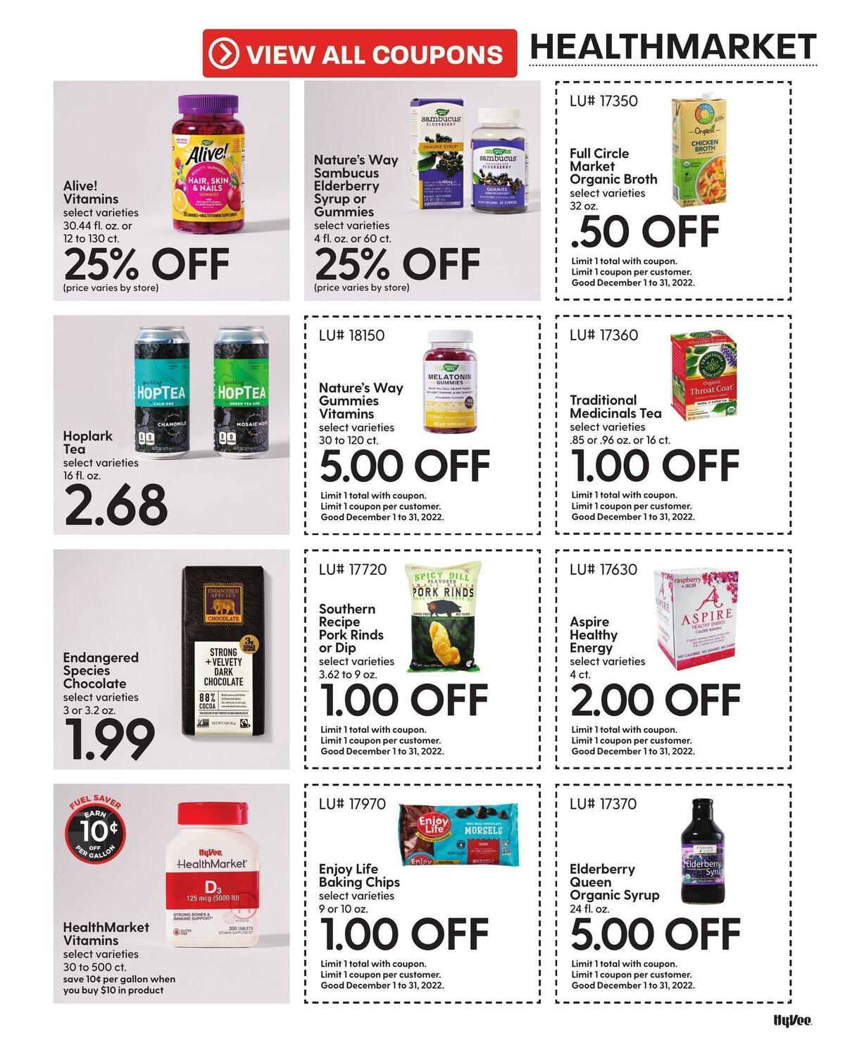 Hy-Vee December Mega Coupon Book Weekly Ad from December 1