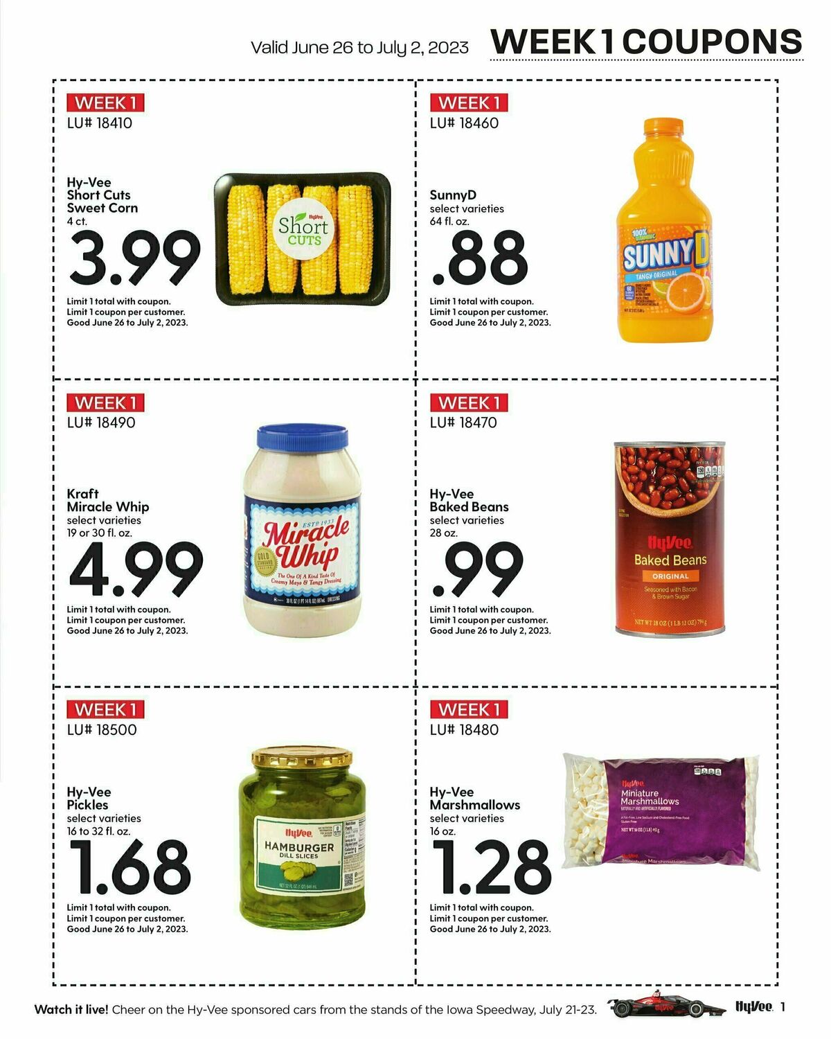 Hy-Vee July Coupon Book Weekly Ad from July 1