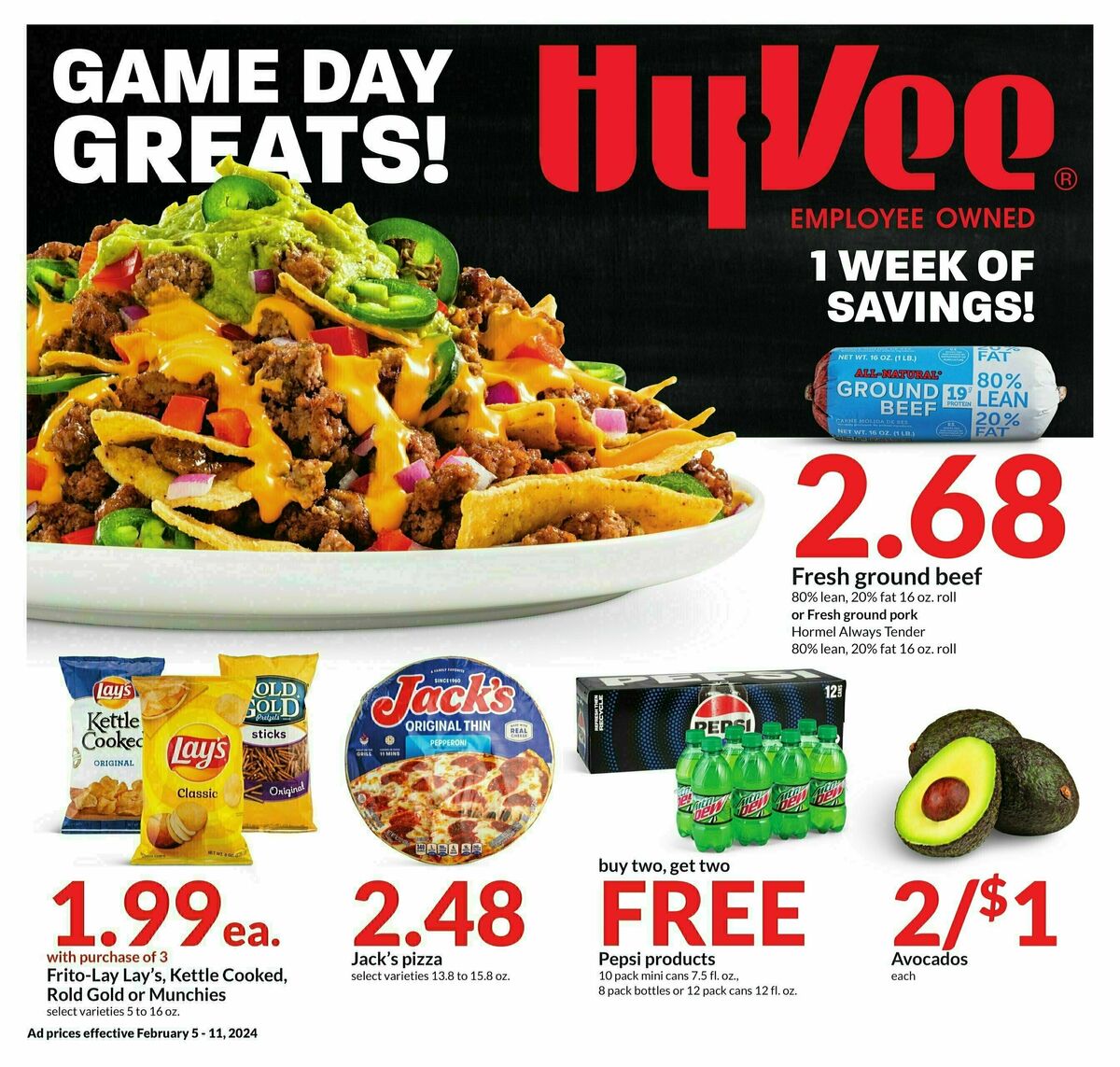 Hy-Vee Game Day Greets! Weekly Ad from February 5