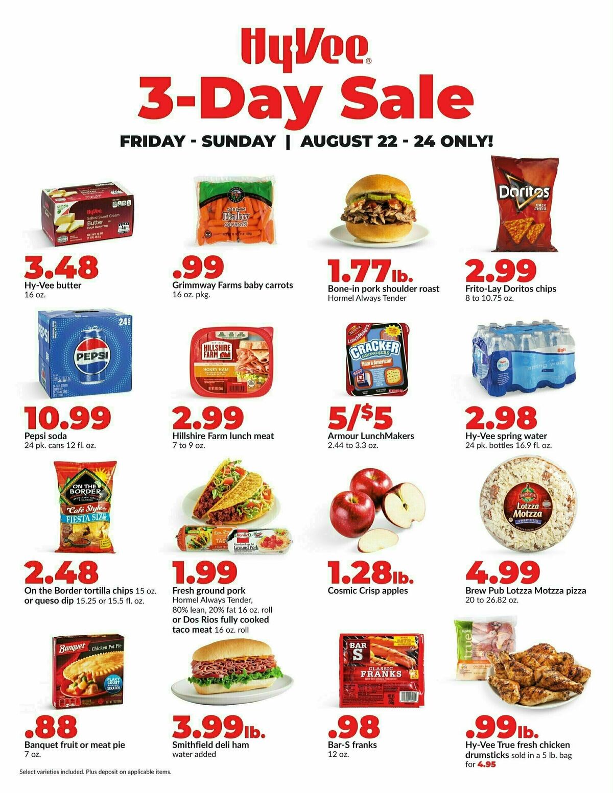 Hy-Vee 3 Day Sale Weekly Ad from August 22