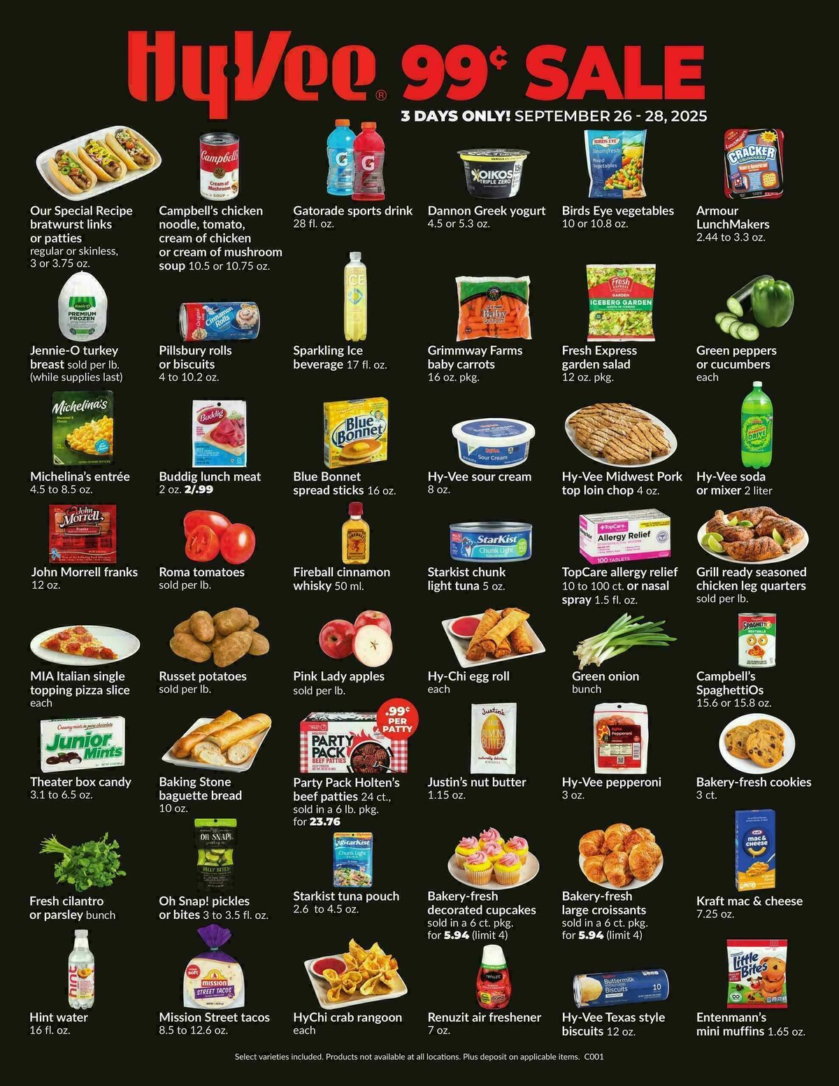 Hy-Vee 3 Day Sale - 99 Cent Weekly Ad from September 26