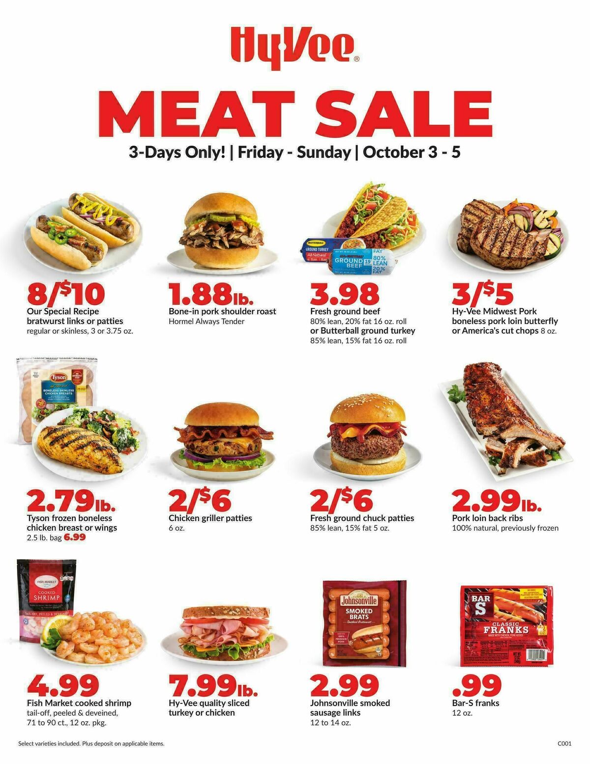 Hy-Vee 3 Day Sale - Meat Sale Weekly Ad from October 3