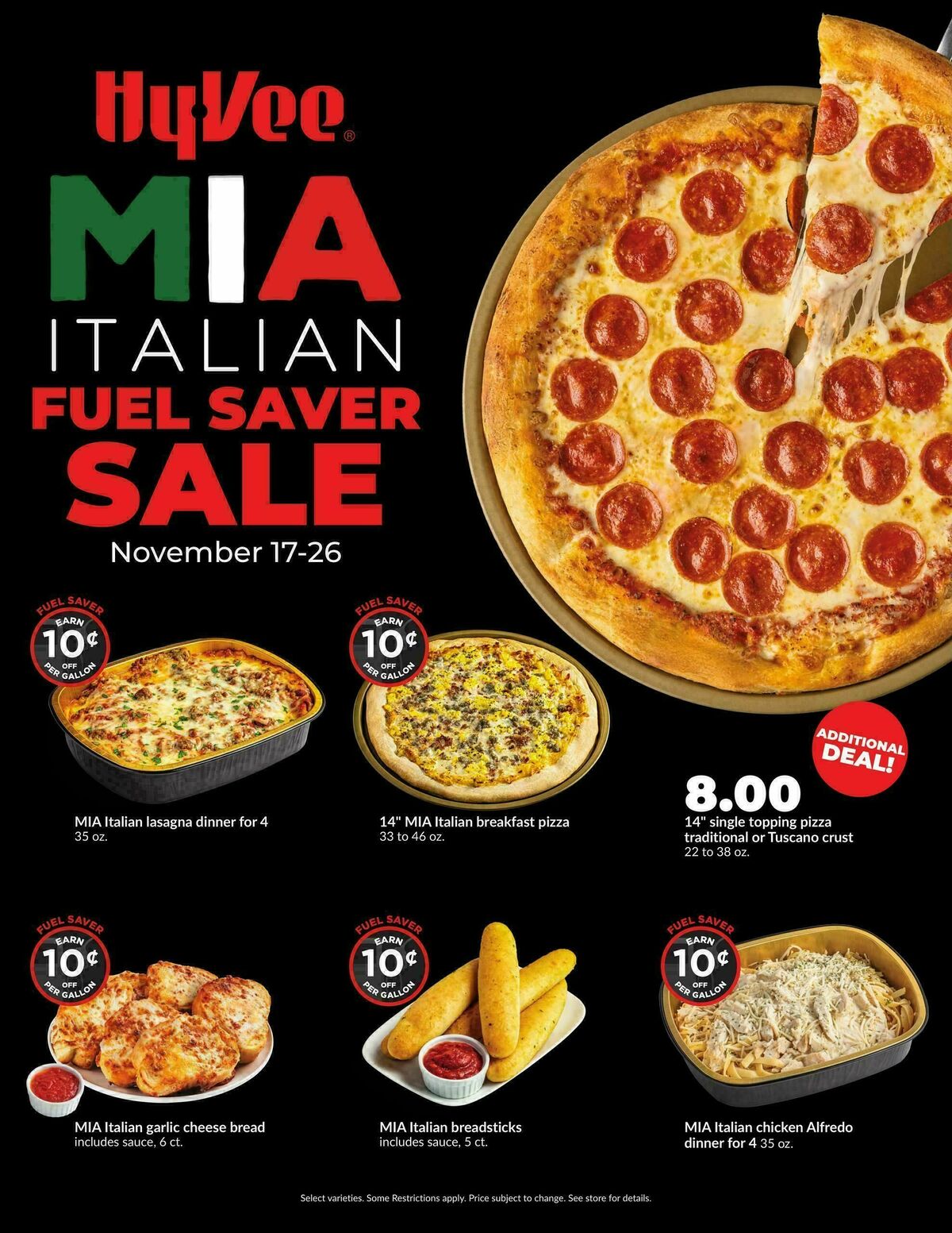 Hy-Vee MIA ITALIAN FUEL SAVER SALE Weekly Ad from November 17