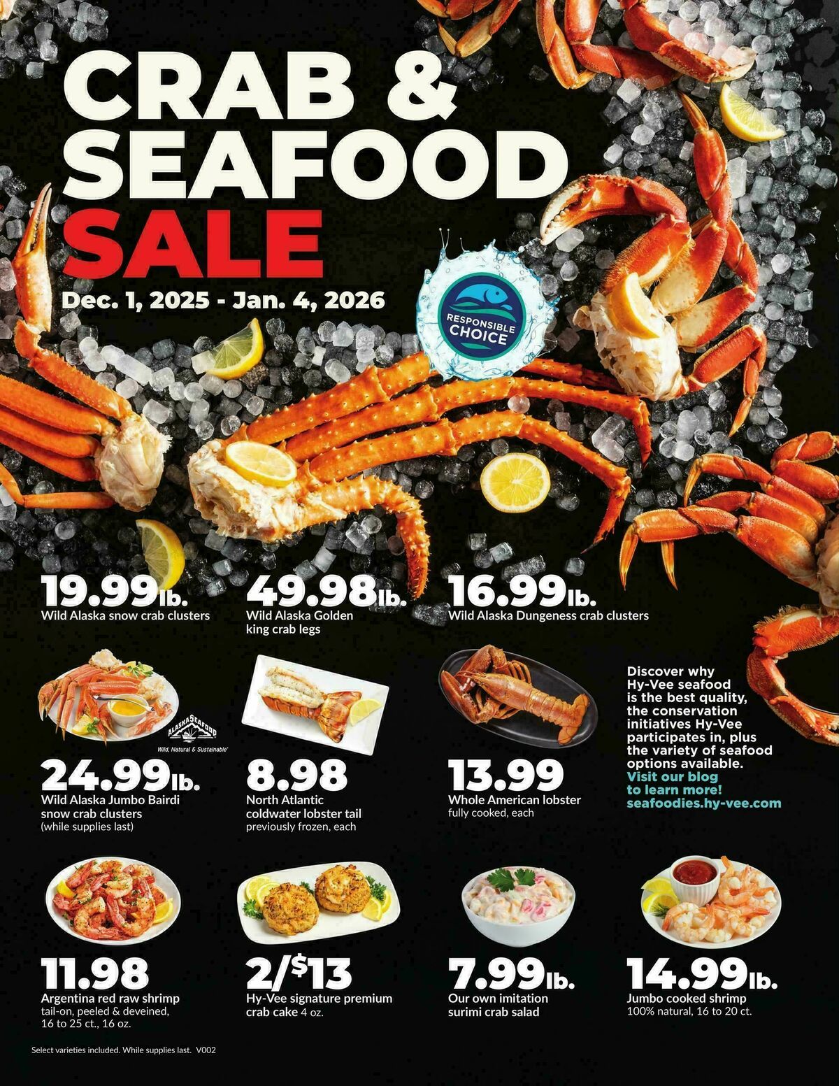 Hy-Vee Crab & Seafood Sale Weekly Ad from December 1