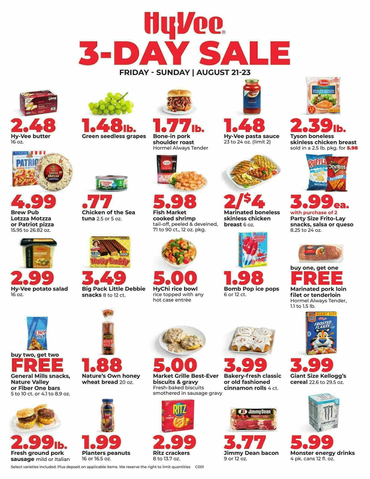 Hy-Vee 3 Day Sale Weekly Ad from August 21