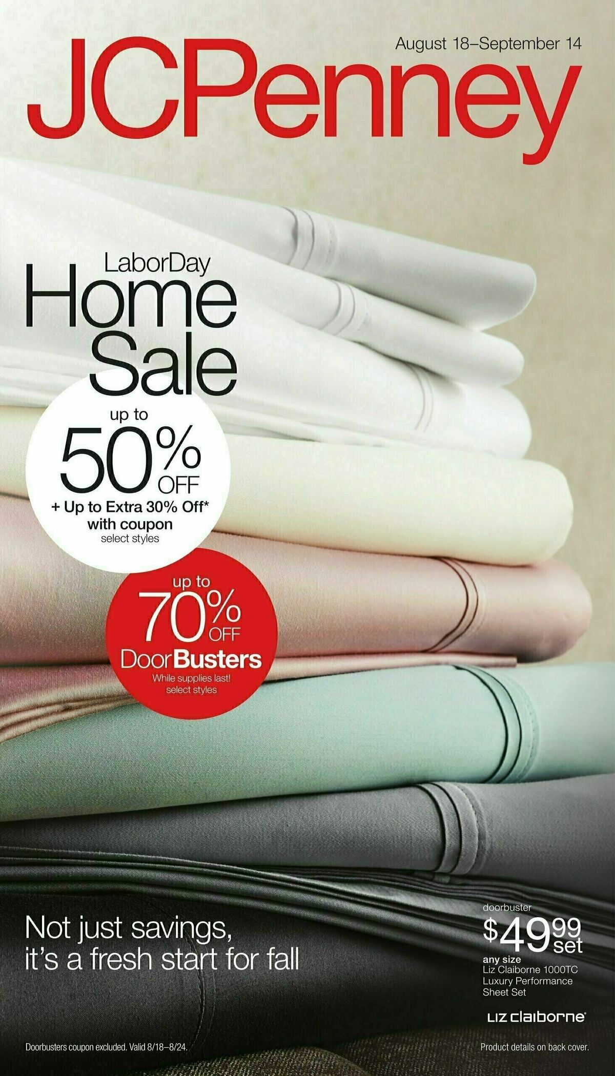 JCPenney Labor Day Home Sale Weekly Ad from August 18