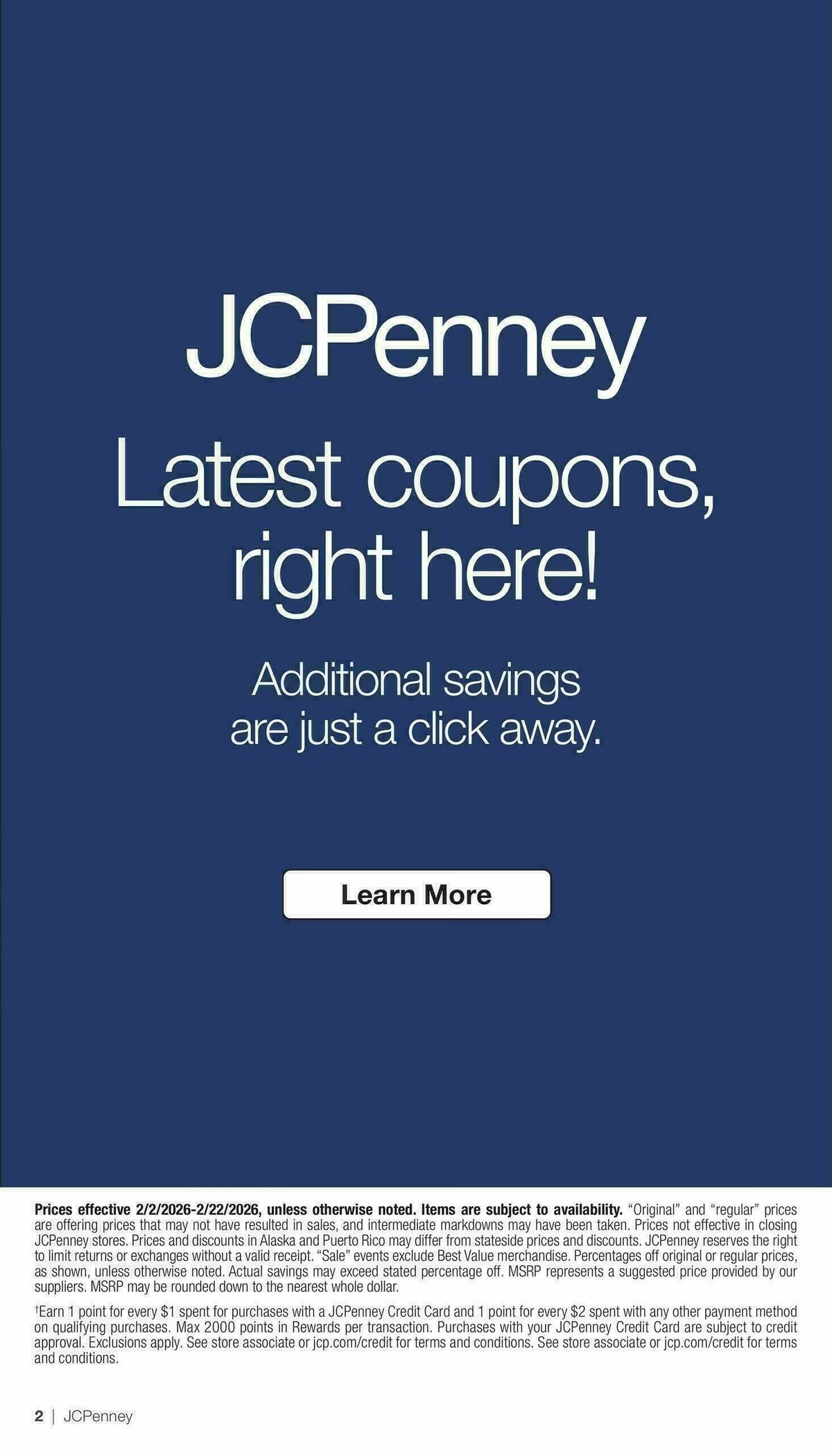 JCPenney Presidents Day Home Sale Weekly Ad from February 2