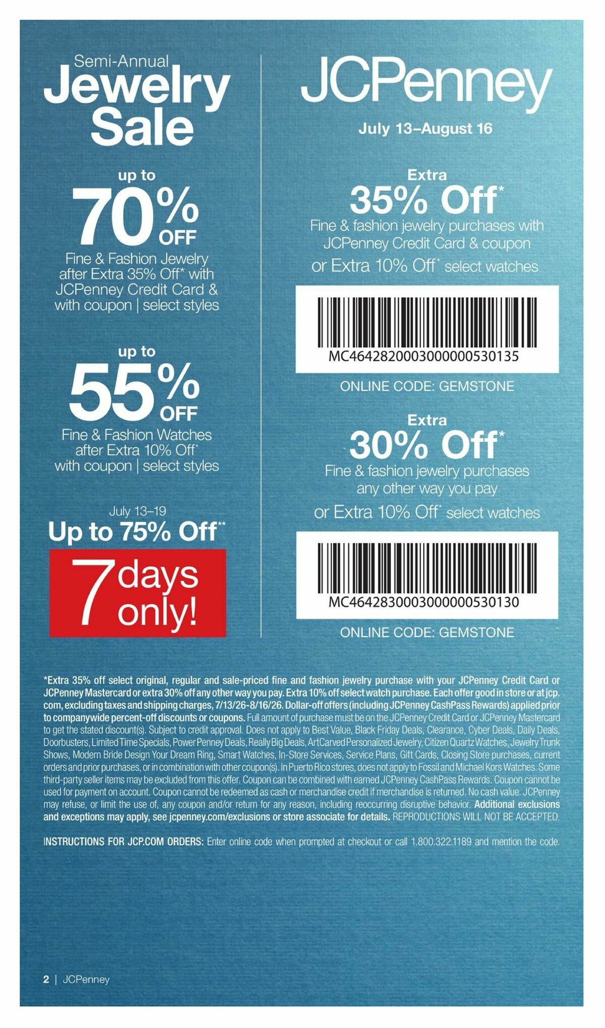 JCPenney Semi-Annual Jewelry Sale Weekly Ad from July 13
