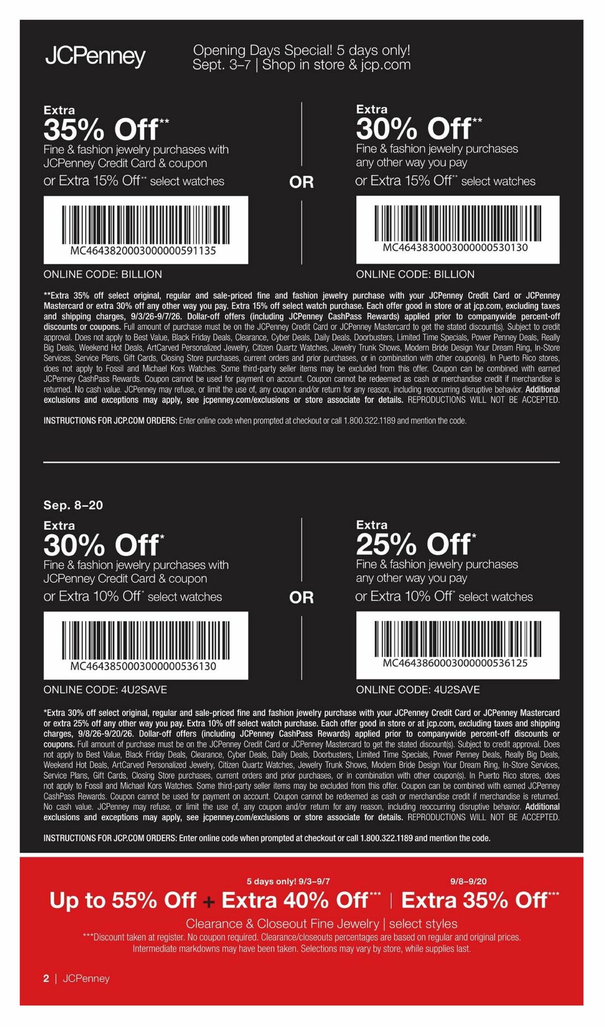 JCPenney Billion Dollar Jewelry Sale Weekly Ad from September 3