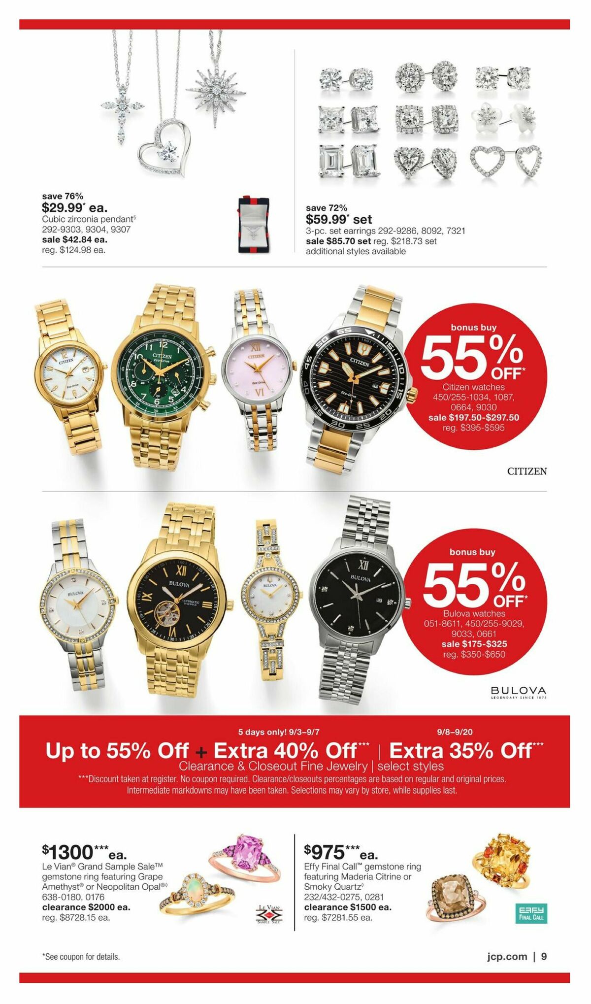 JCPenney Billion Dollar Jewelry Sale Weekly Ad from September 3