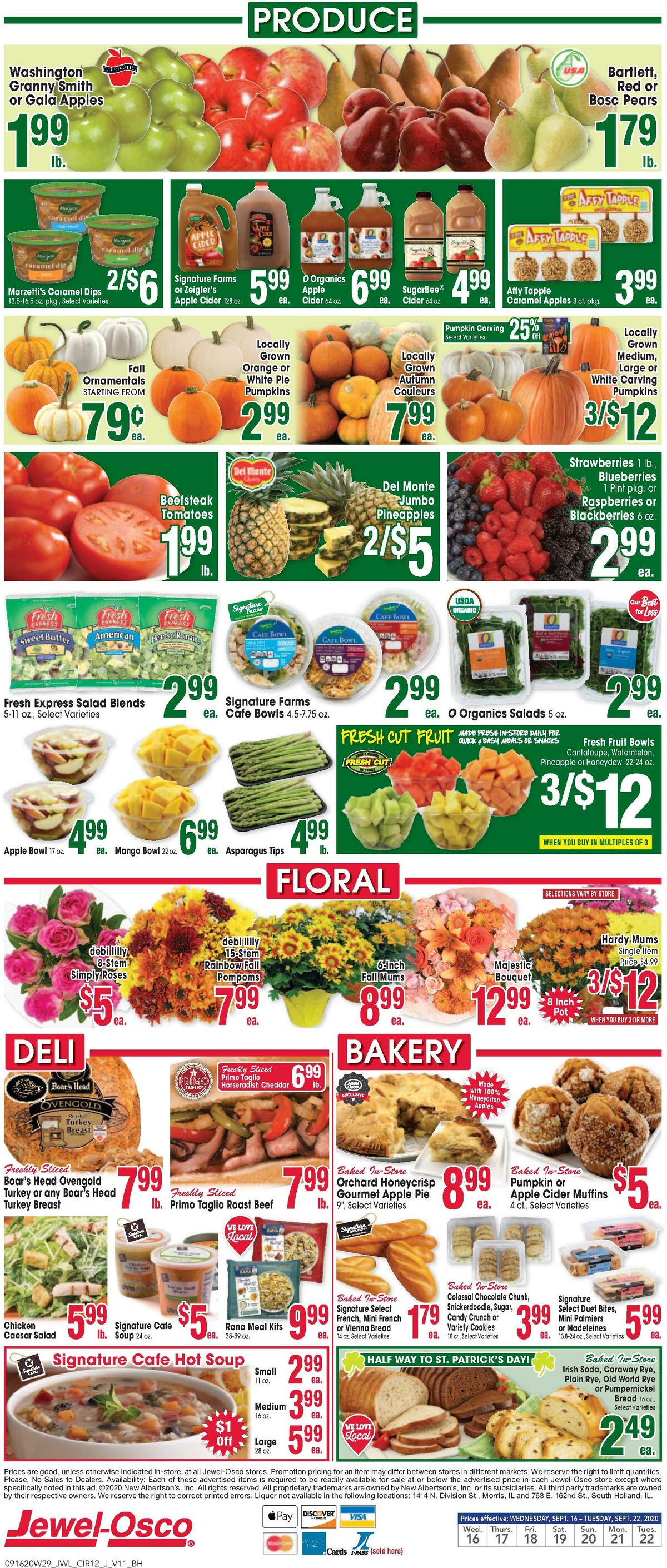 Jewel Osco Weekly Ad from September 16