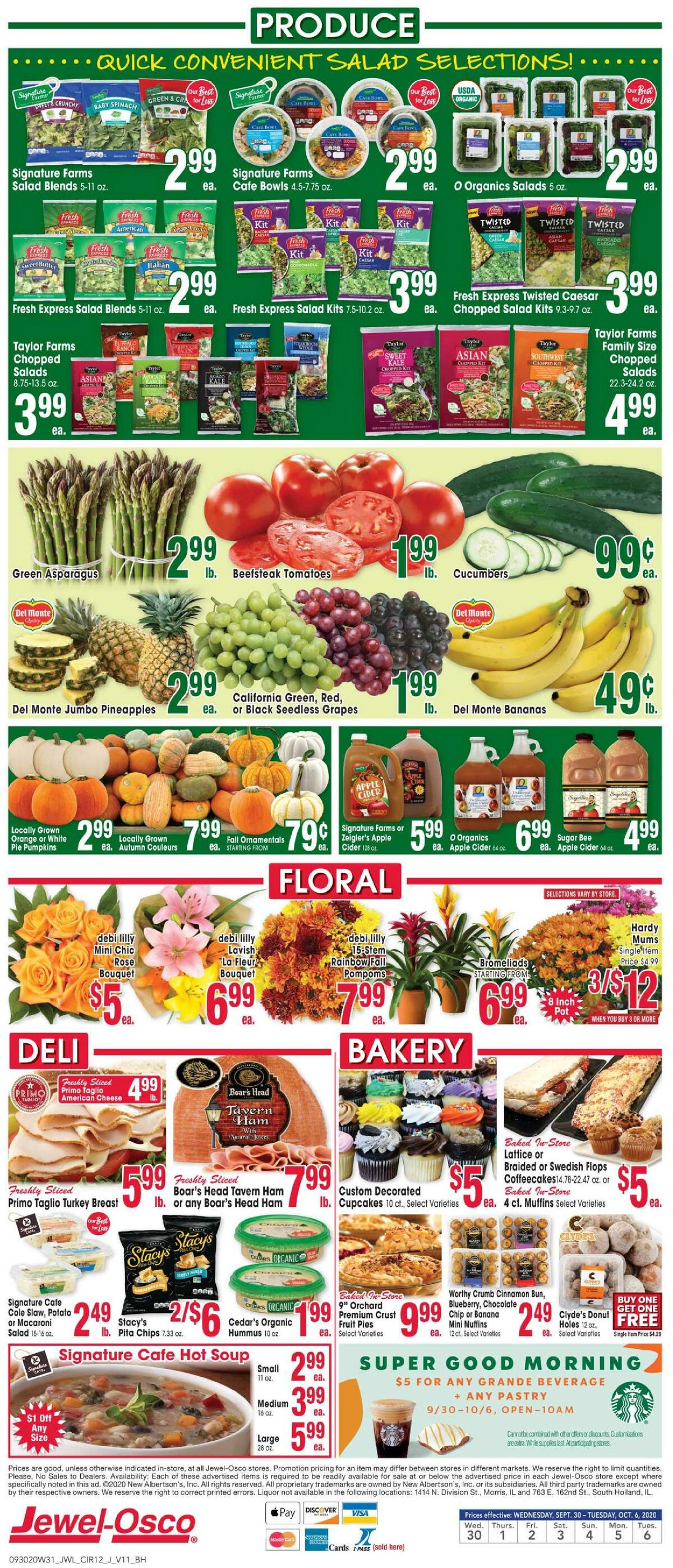 Jewel Osco Weekly Ad from September 30