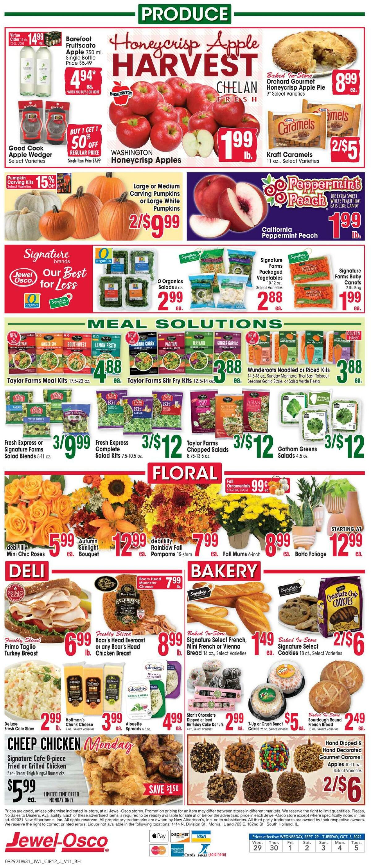 Jewel Osco Weekly Ad from September 29
