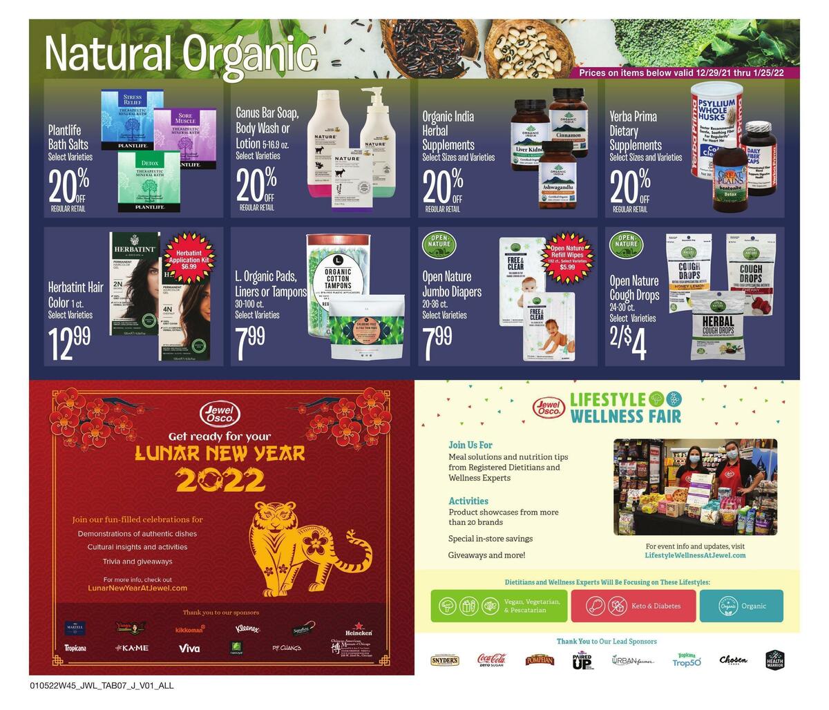 Jewel Osco Natural & Organic Weekly Ad from January 5