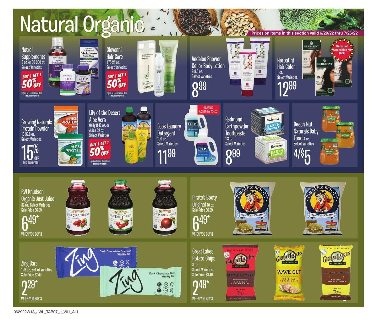 Jewel Osco Natural & Organic Weekly Ad from June 29