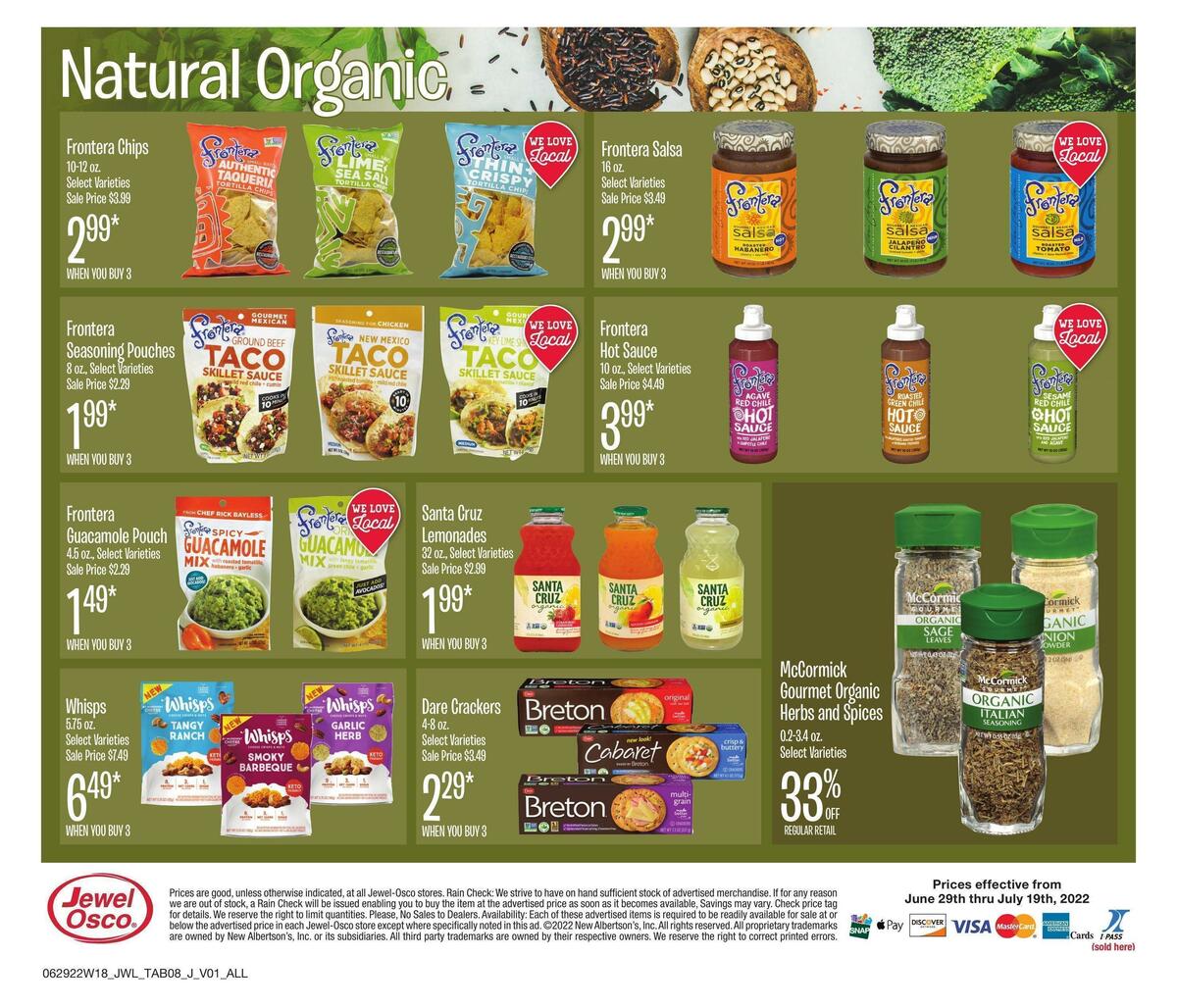 Jewel Osco Natural & Organic Weekly Ad from June 29