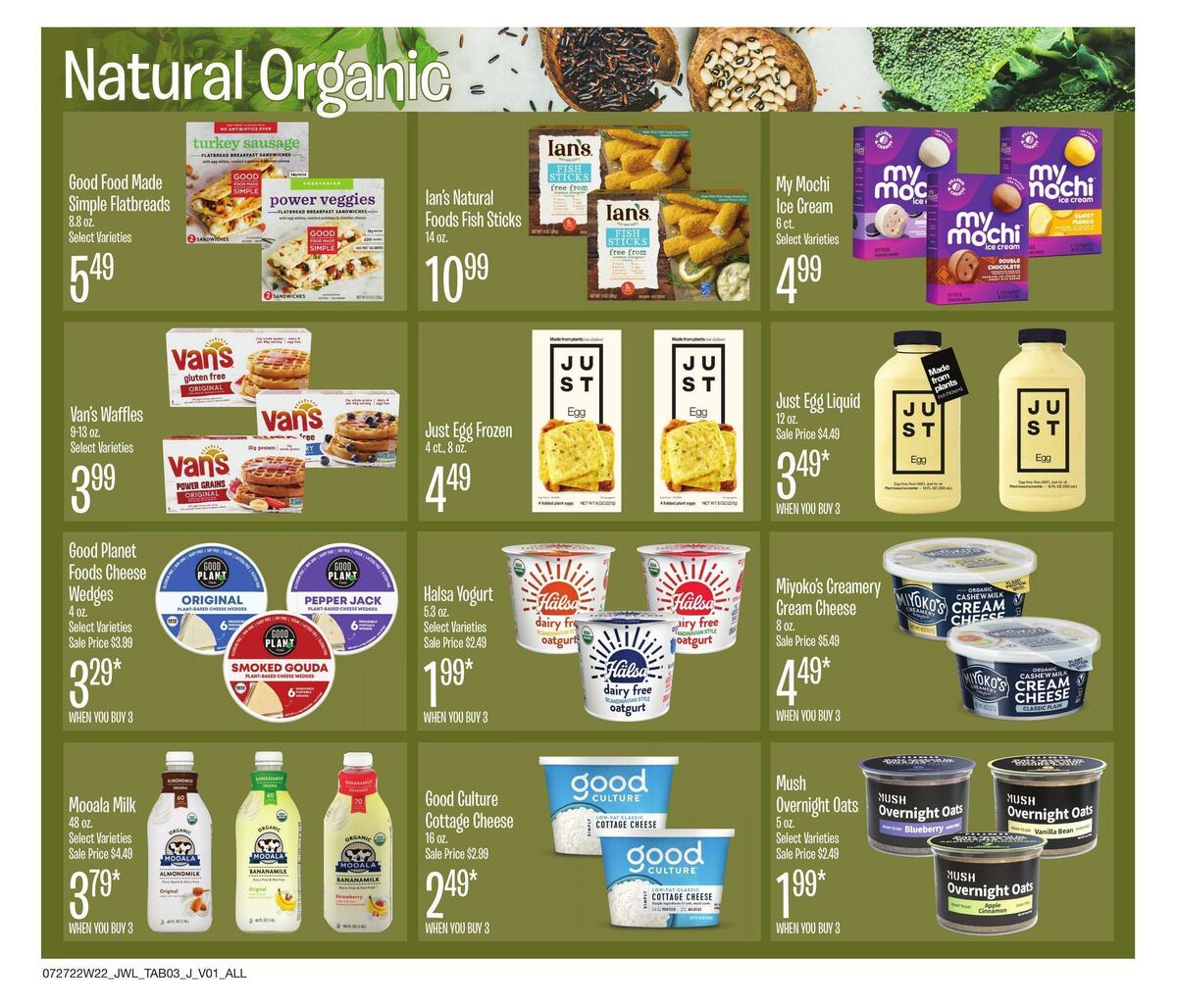 Jewel Osco Natural & Organic Weekly Ad from July 27
