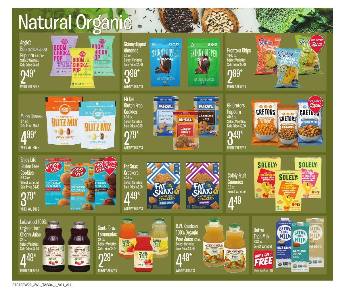 Jewel Osco Natural & Organic Weekly Ad from July 27