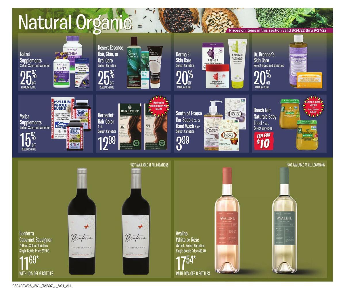 Jewel Osco Natural & Organic Weekly Ad from August 24