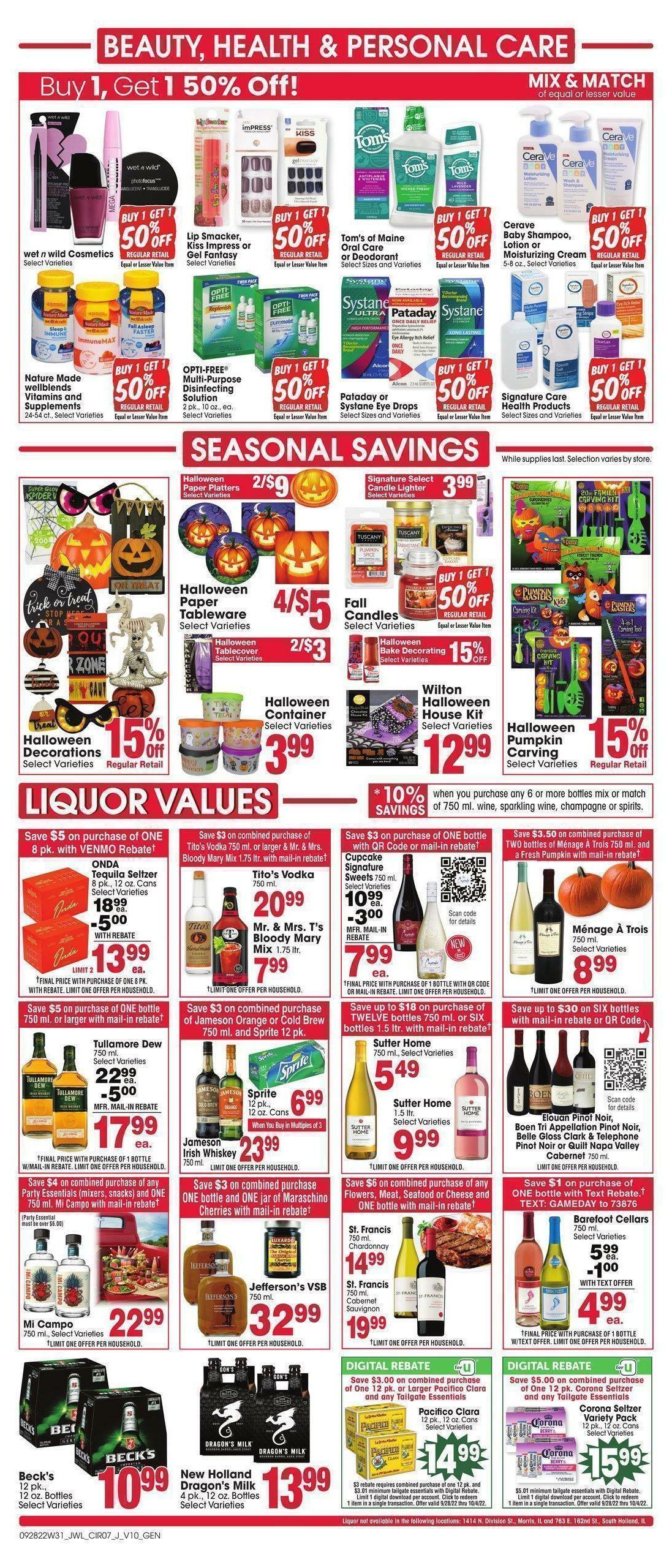Jewel Osco Weekly Ad from September 28