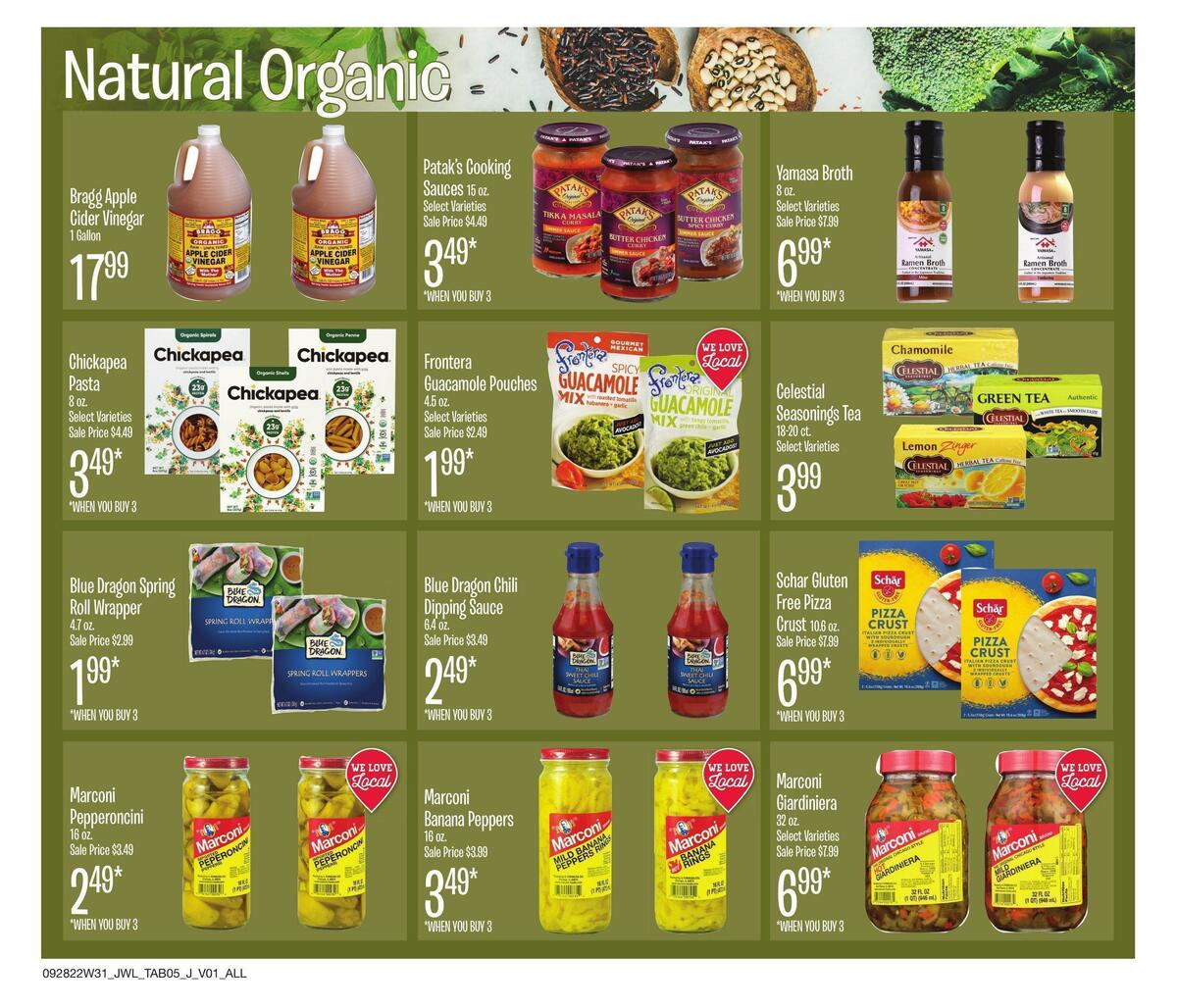 Jewel Osco Natural & Organic Weekly Ad from September 28
