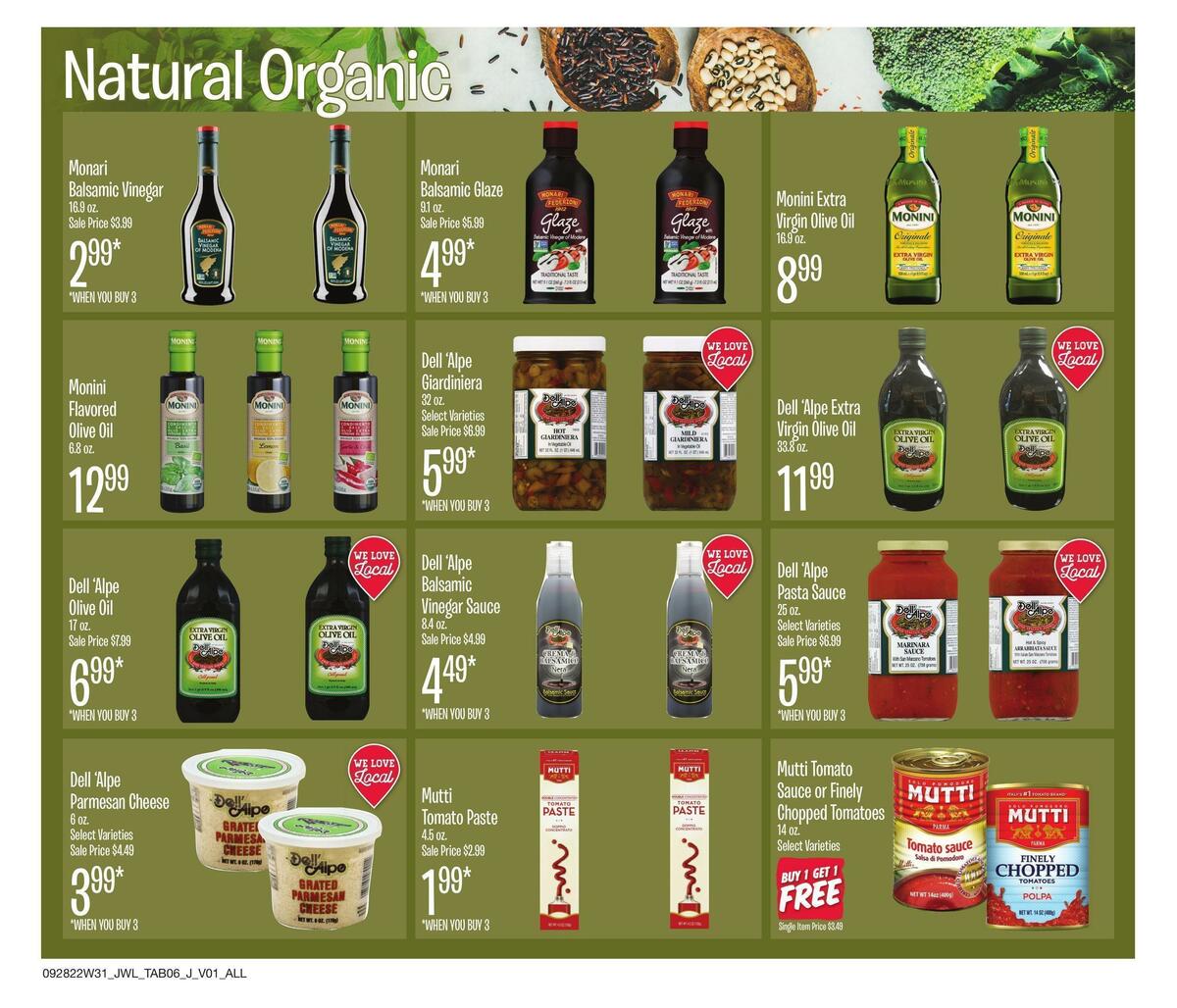 Jewel Osco Natural & Organic Weekly Ad from September 28