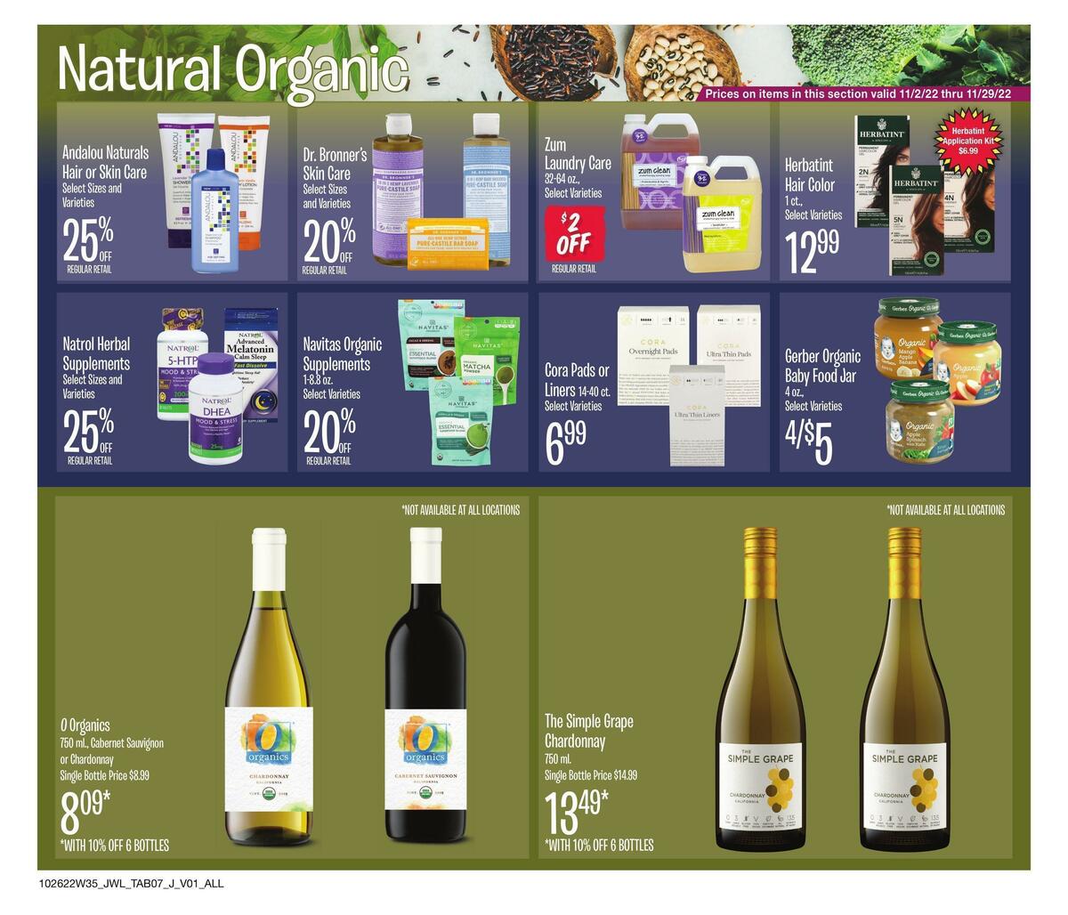 Jewel Osco Natural & Organic Weekly Ad from October 26