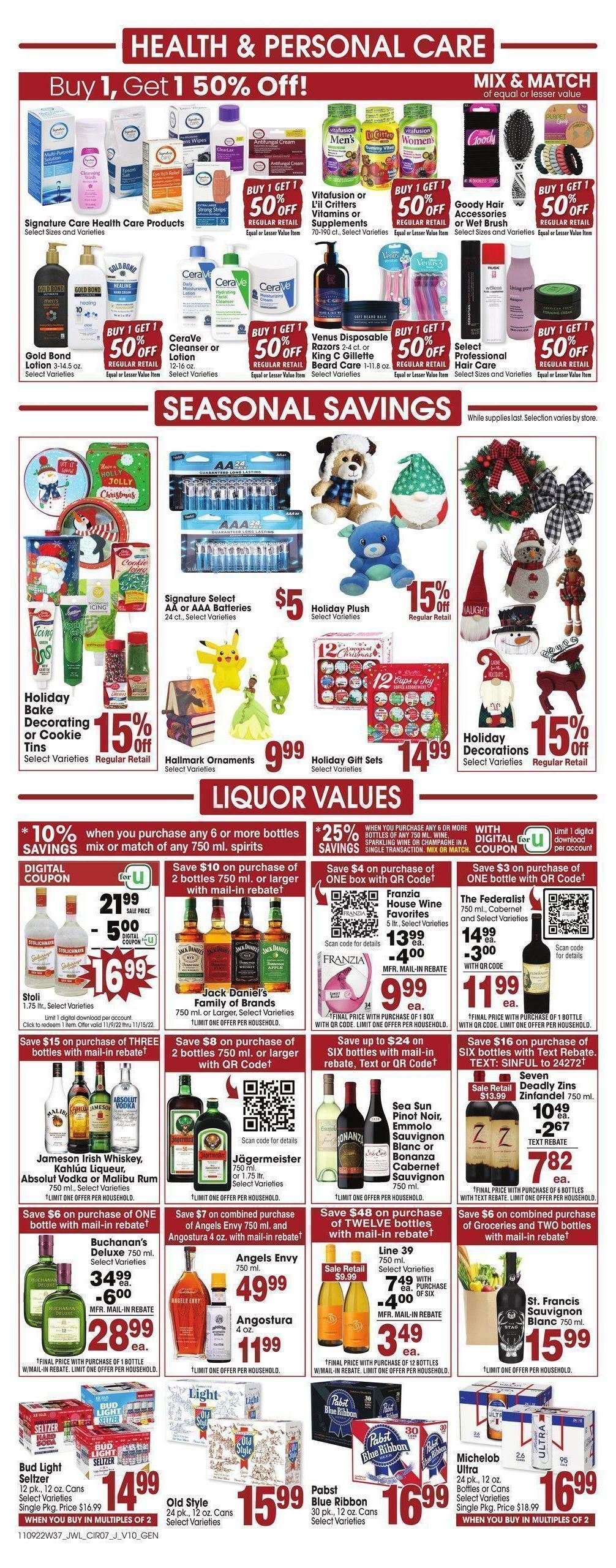 Jewel Osco Weekly Ad from November 9
