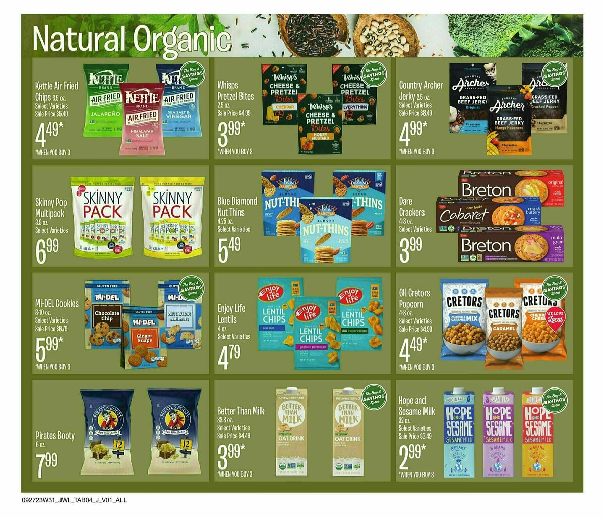 Jewel Osco Natural & Organics Weekly Ad from September 27
