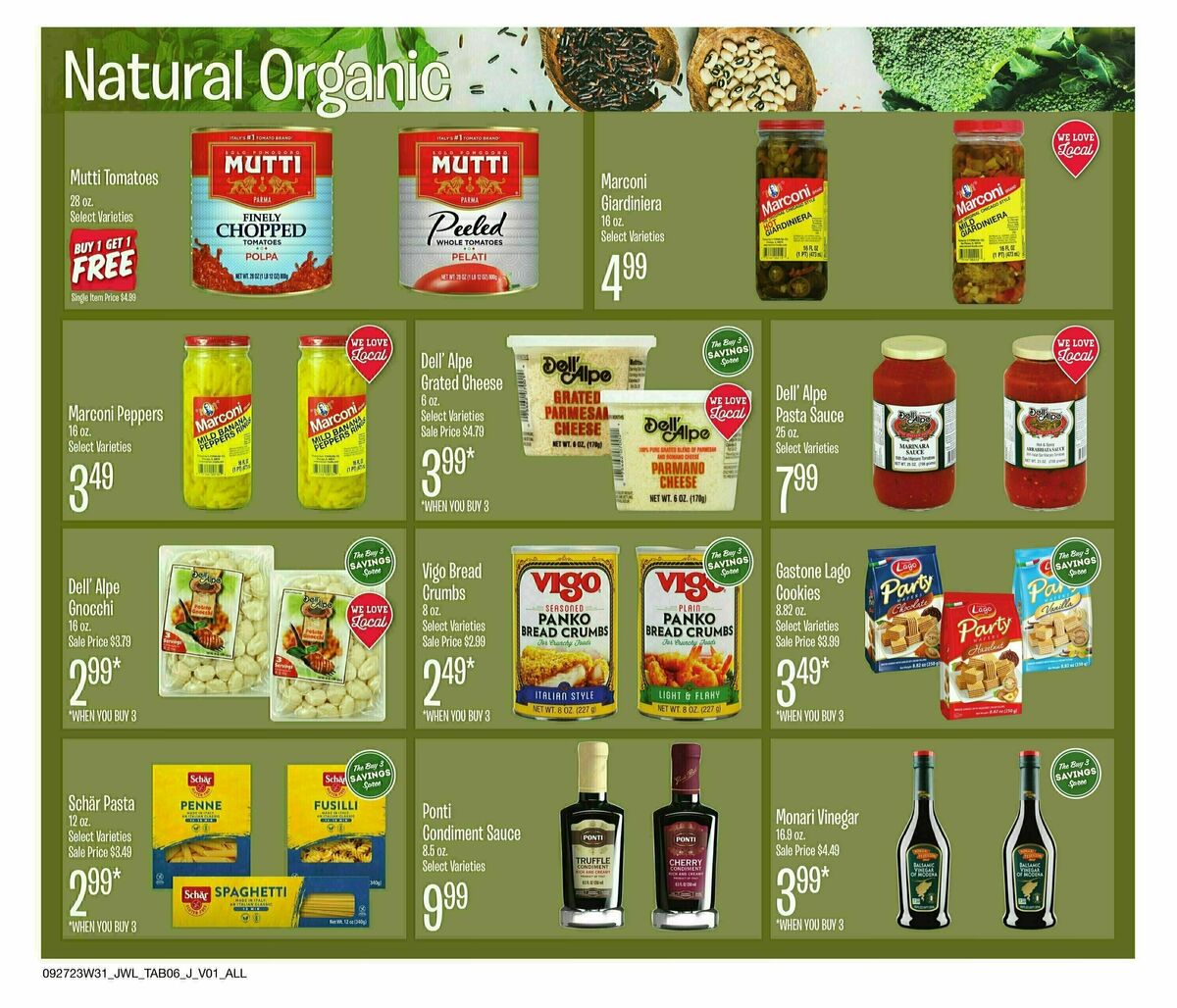 Jewel Osco Natural & Organics Weekly Ad from September 27