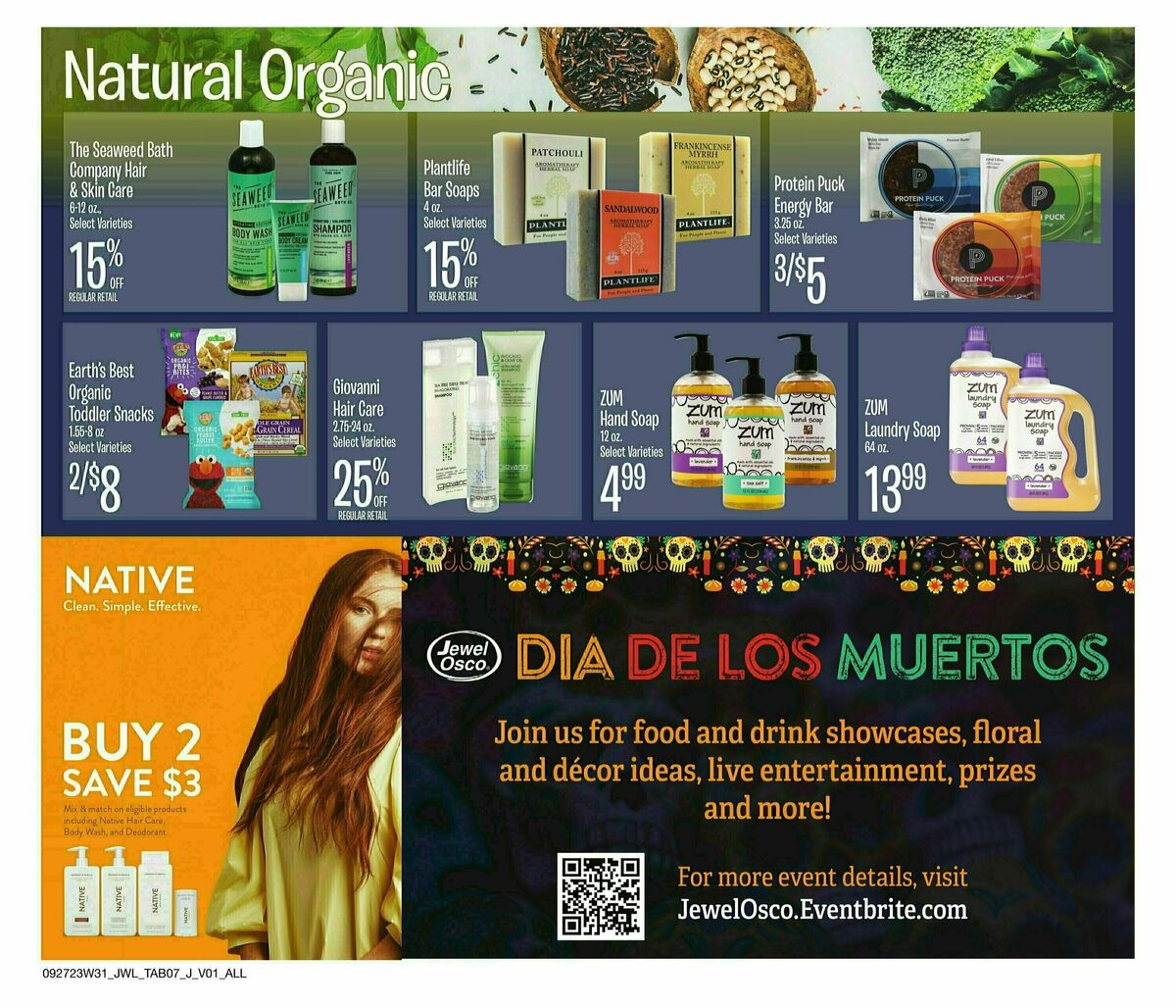 Jewel Osco Natural & Organics Weekly Ad from September 27