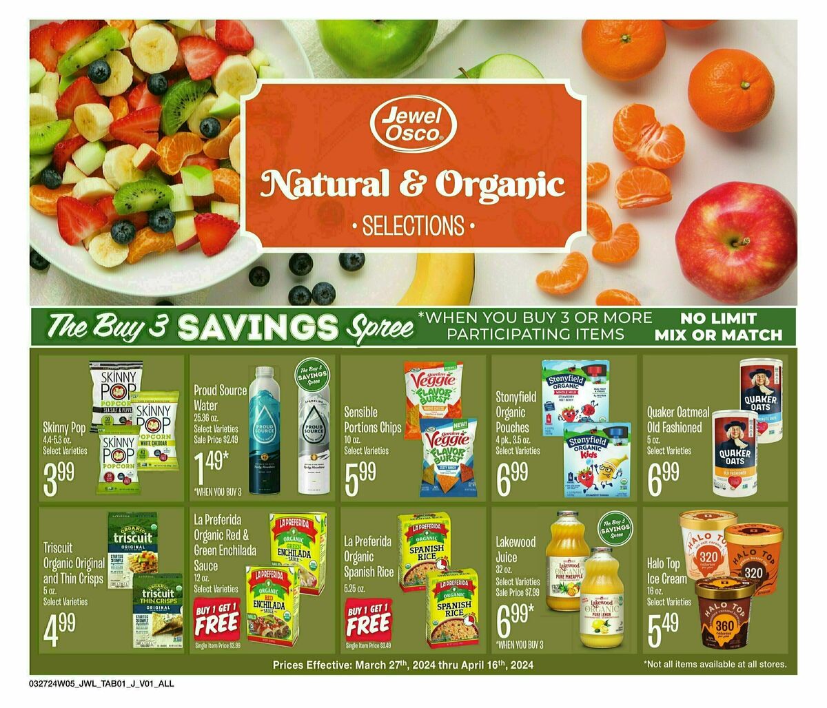 Jewel Osco Natural & Organics Weekly Ad from March 27