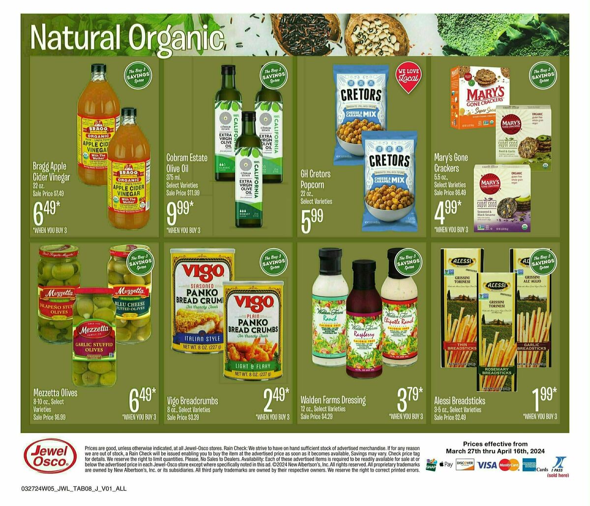 Jewel Osco Natural & Organics Weekly Ad from March 27