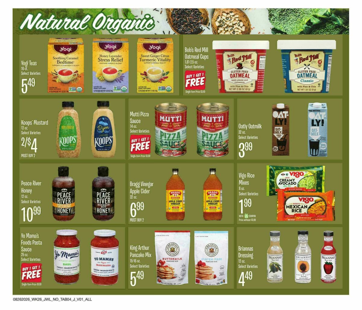 Jewel Osco Organics Guide Weekly Ad from August 26