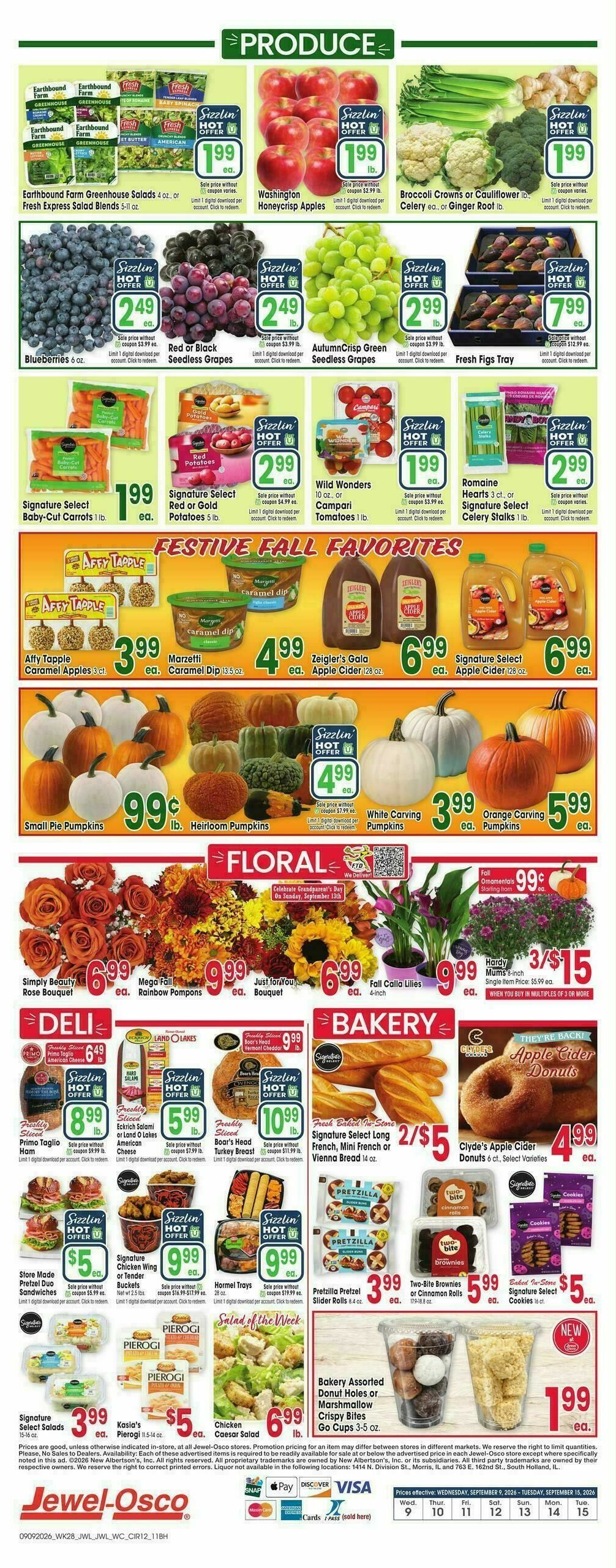 Jewel Osco Weekly Ad from September 9