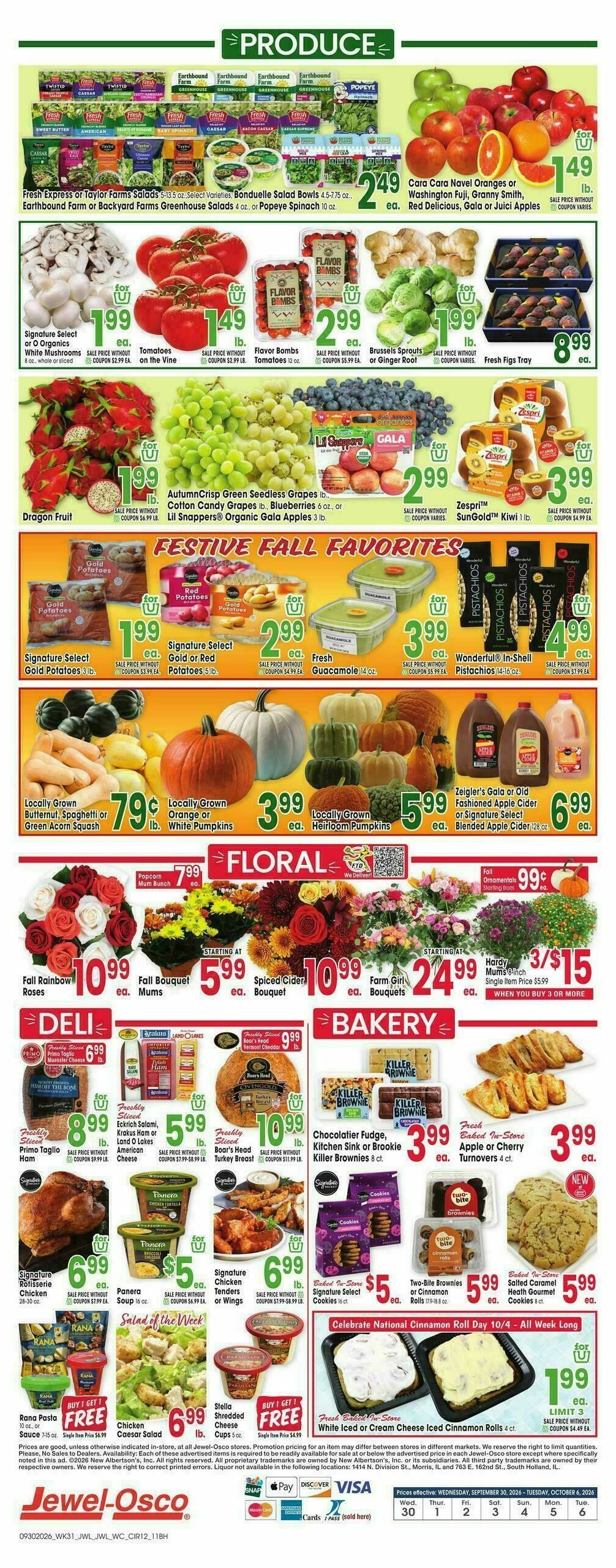 Jewel Osco Weekly Ad from September 30