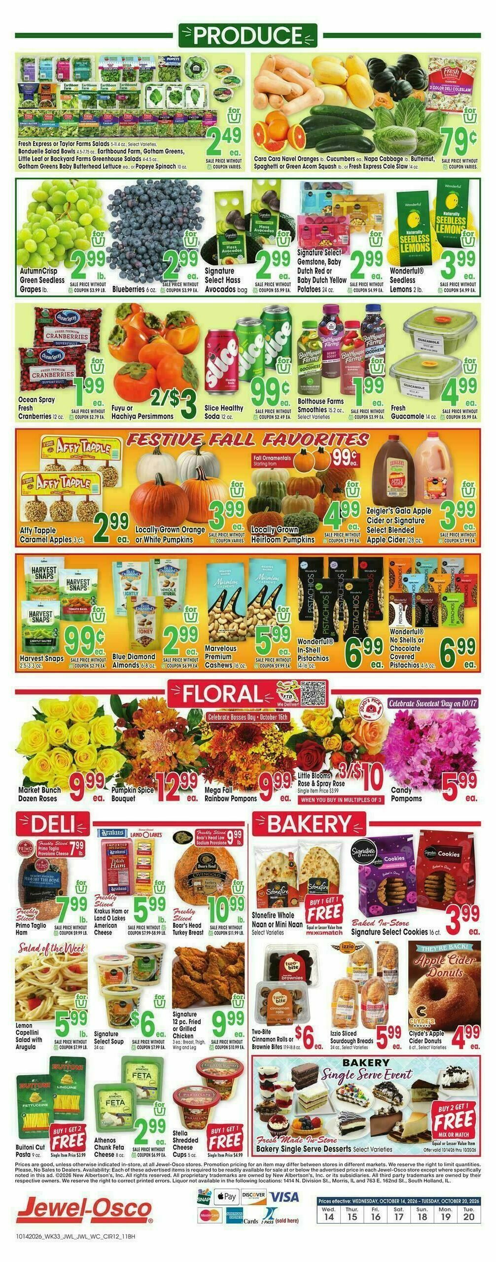 Jewel Osco Weekly Ad from October 14