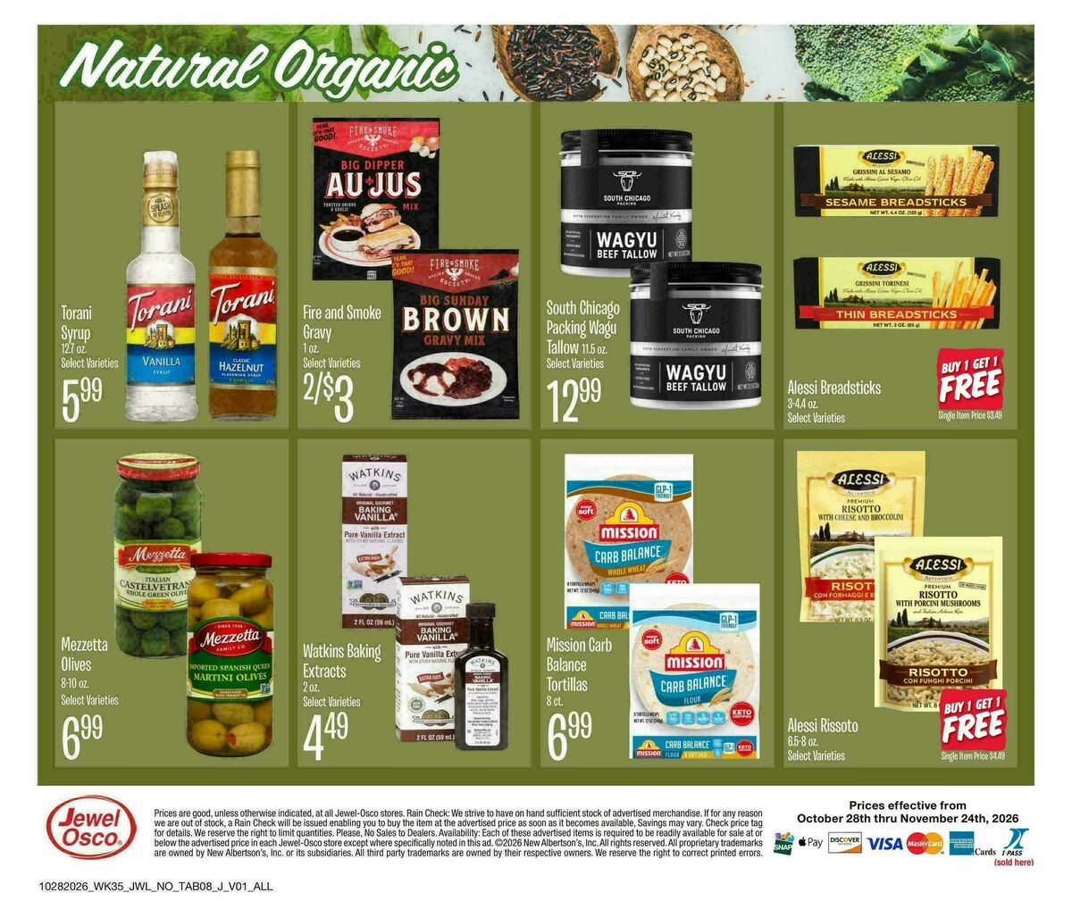 Jewel Osco Organics Guide Weekly Ad from October 28