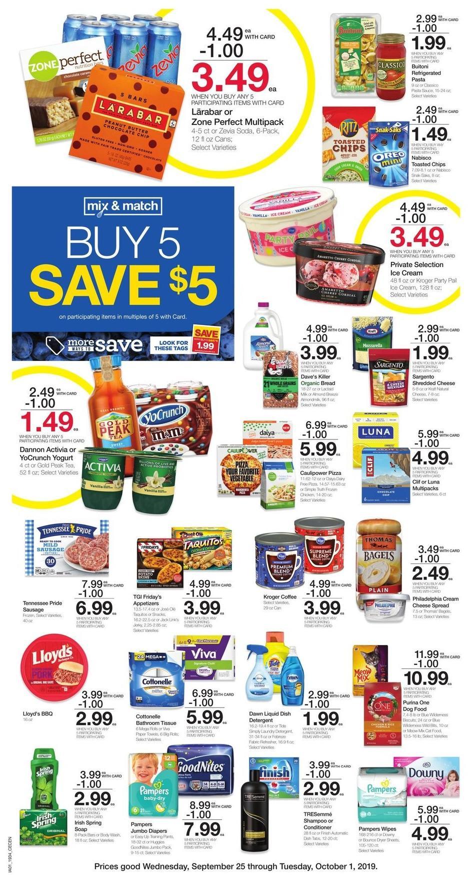 Kroger Weekly Ad from September 25