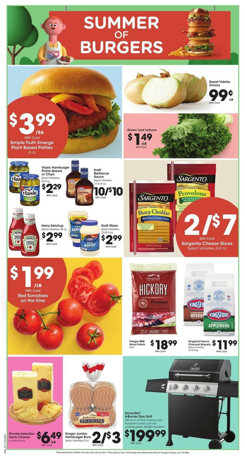 Kroger Summer of Burgers Weekly Ad from May 27