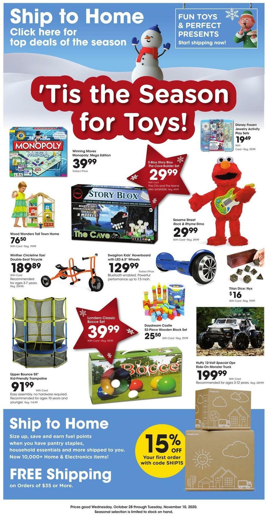 Kroger Ship to Home Weekly Ad from October 28