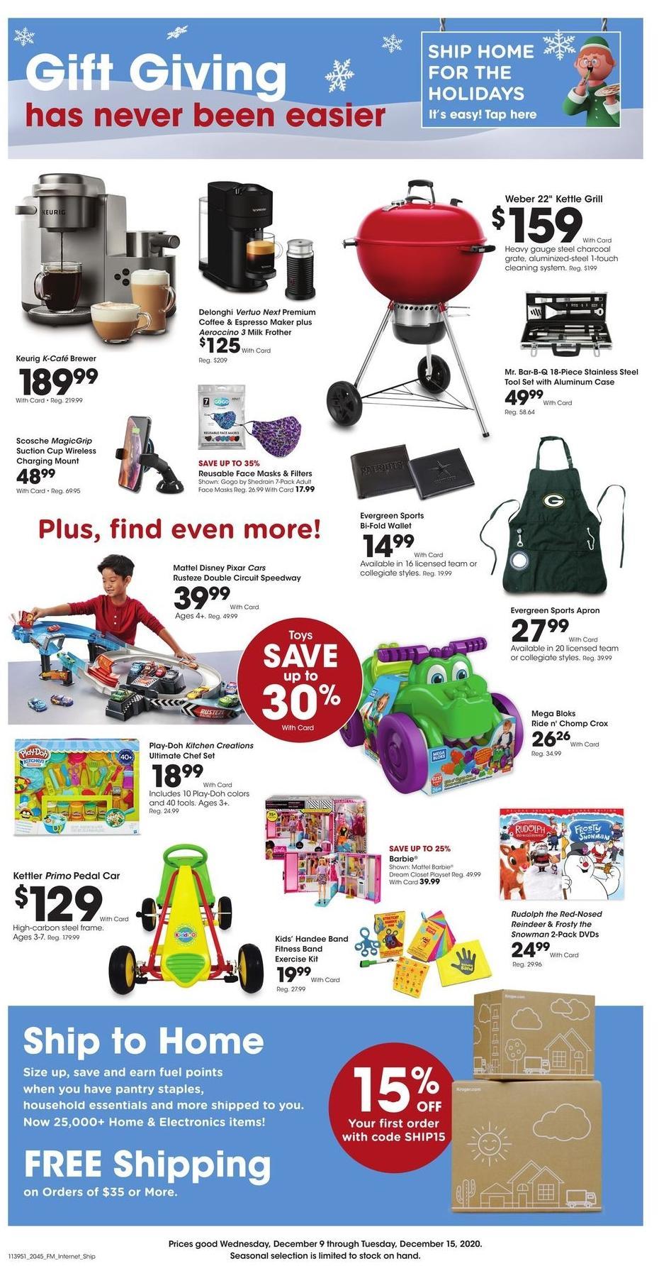 Kroger Ship to Home Weekly Ad from December 9
